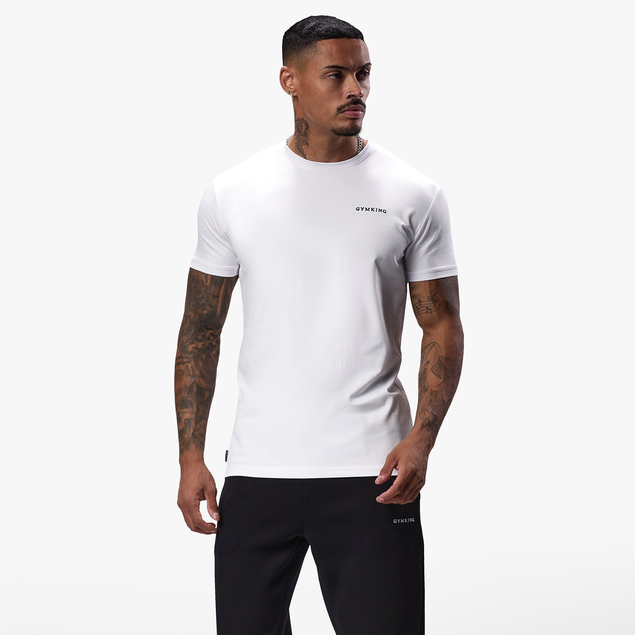 Gym King Linear Fundamental Tee - White S