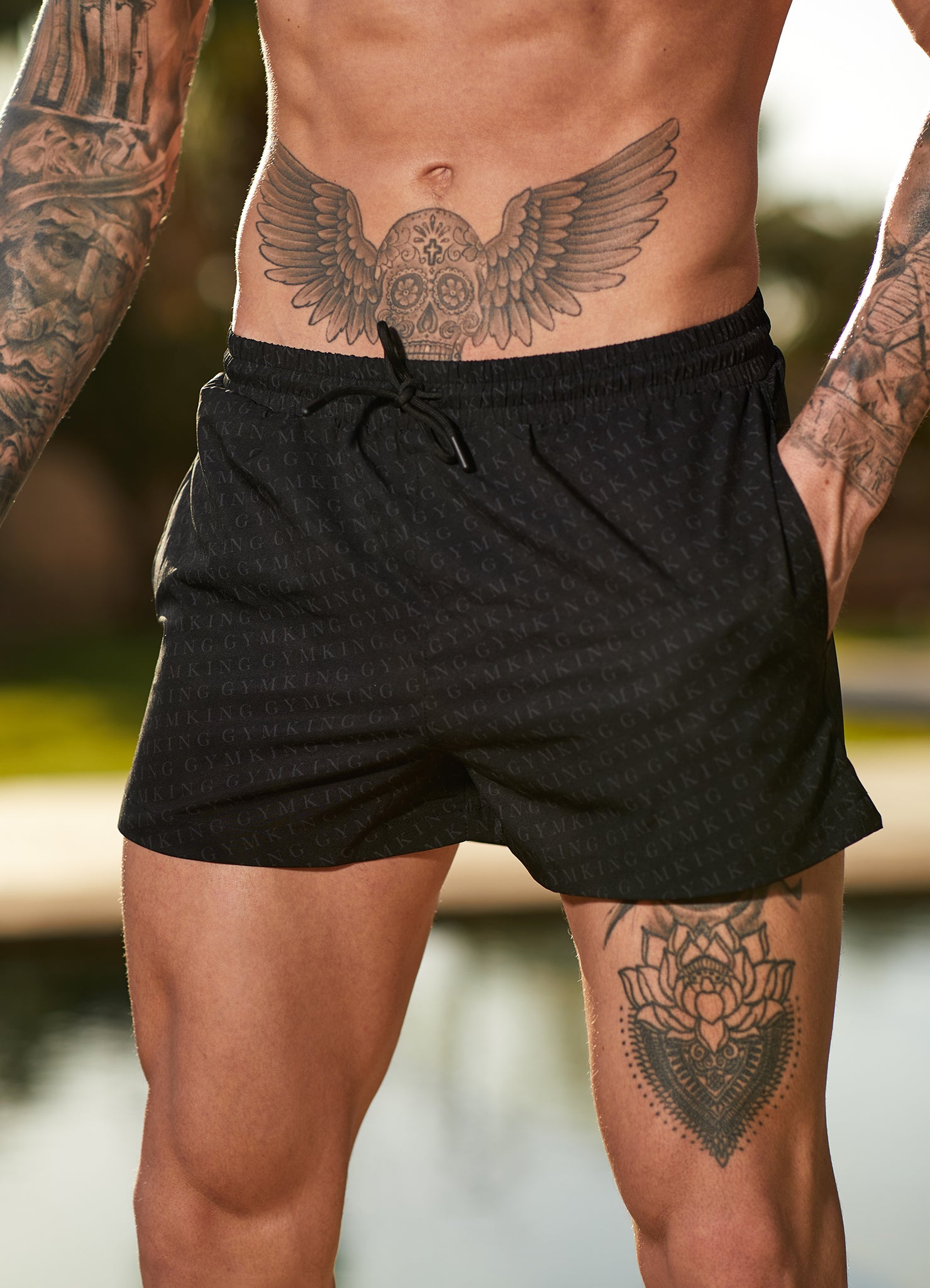 Gym King Marina AOP Swimshort - Black AOP Xs