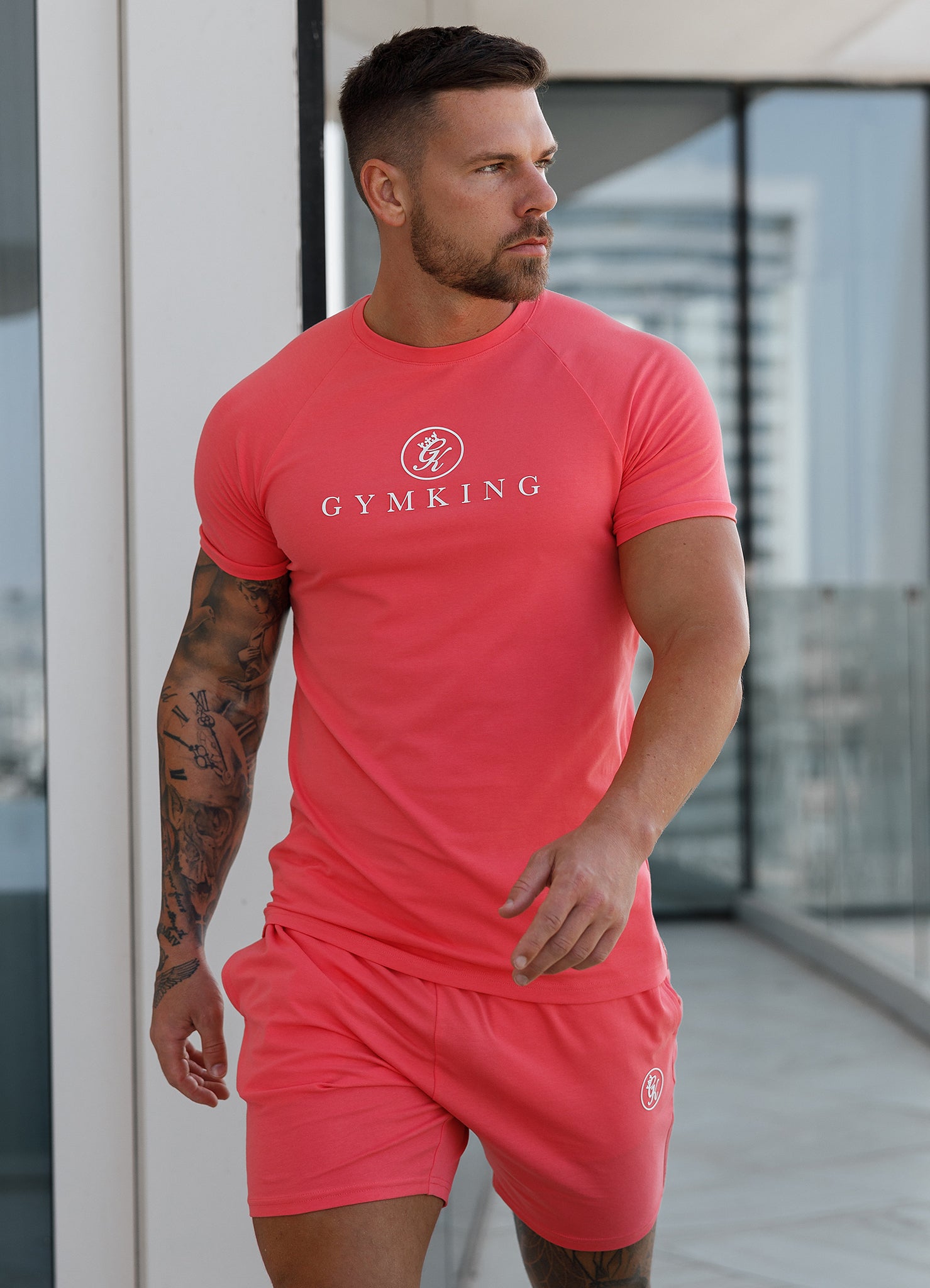 Gym King Pro Jersey Short - Coral Xs