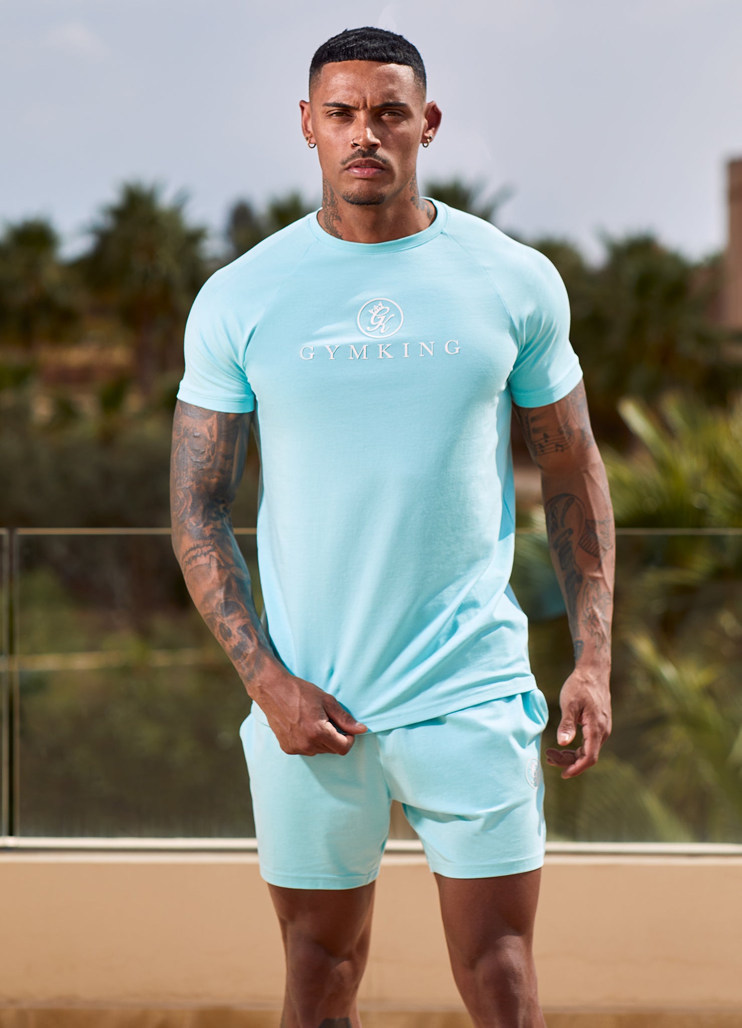 Gym King Pro Jersey Tee - Aqua Blue M