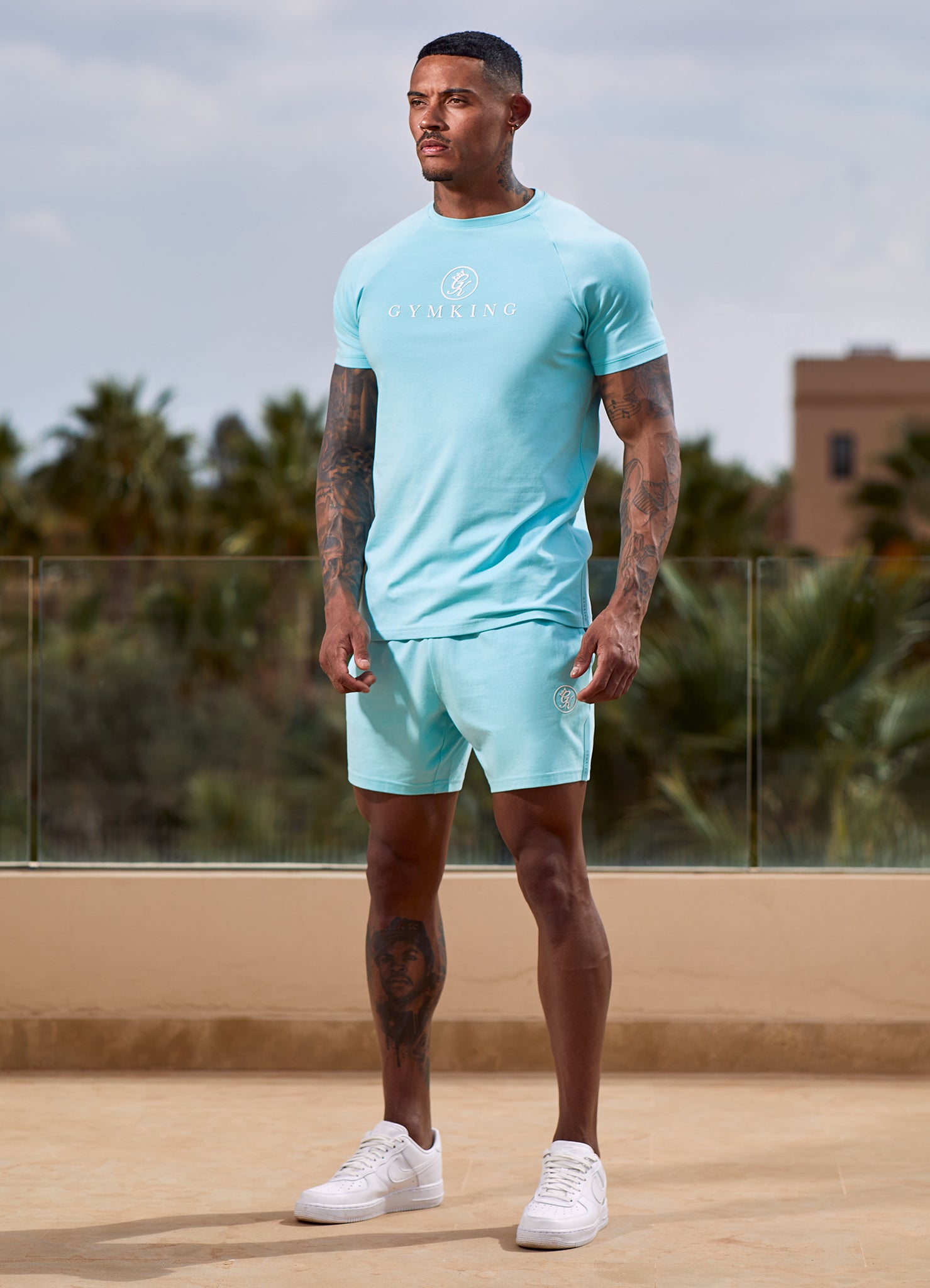 Gym King Pro Jersey Tee - Aqua Blue M