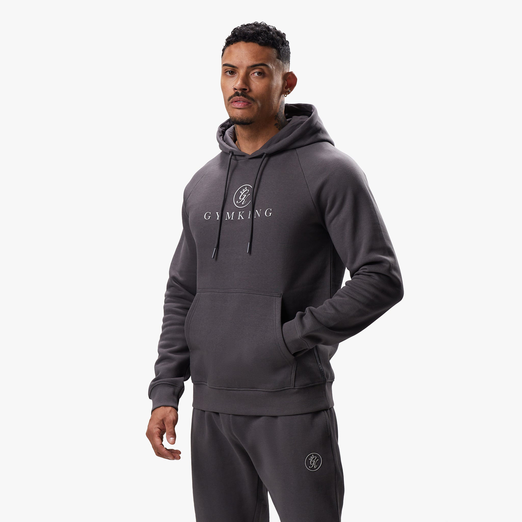 Gym King Pro Logo Fleece Hood - Graphite Xs