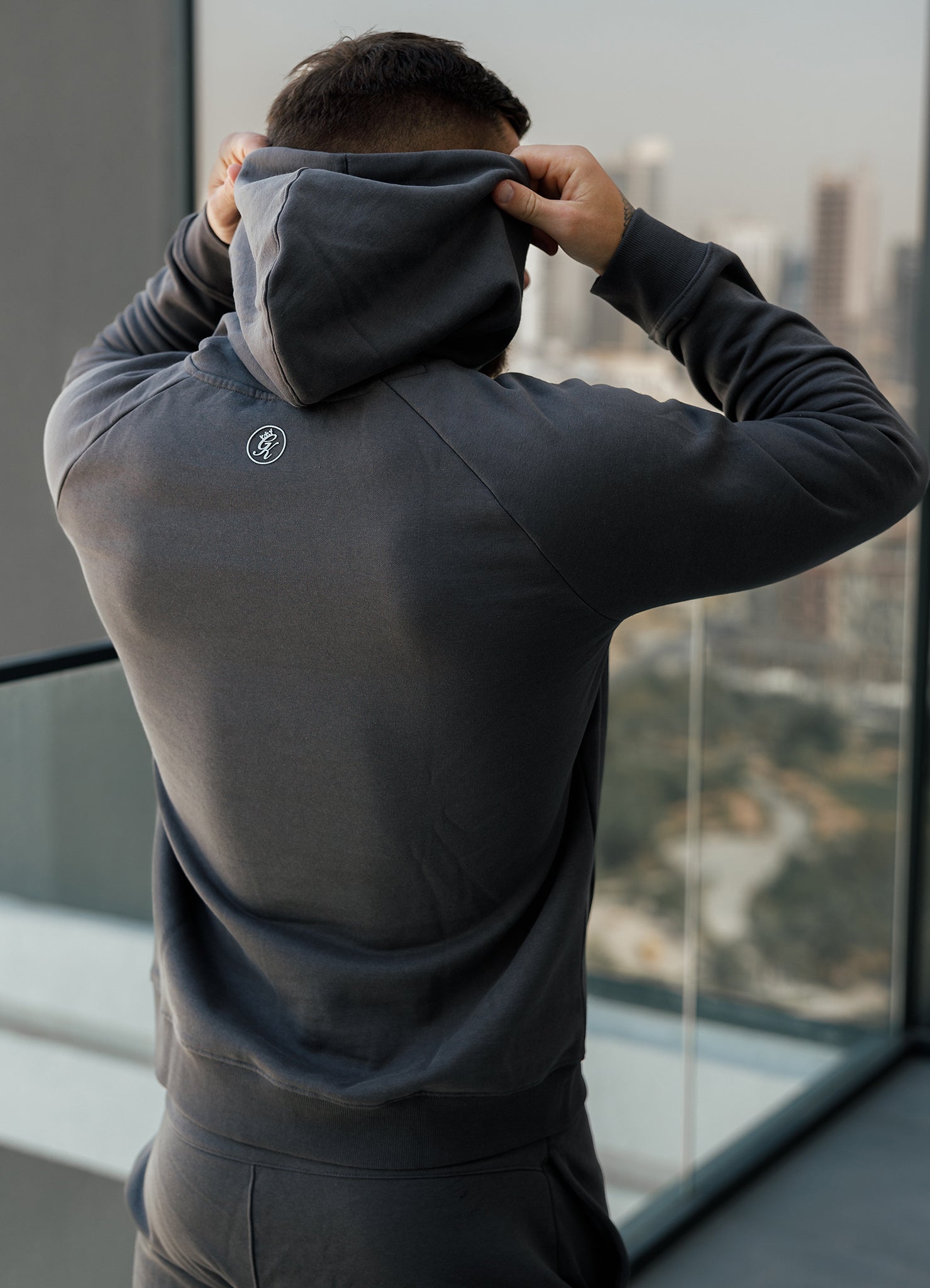 Gym King Pro Logo Fleece Hood - Graphite Xs