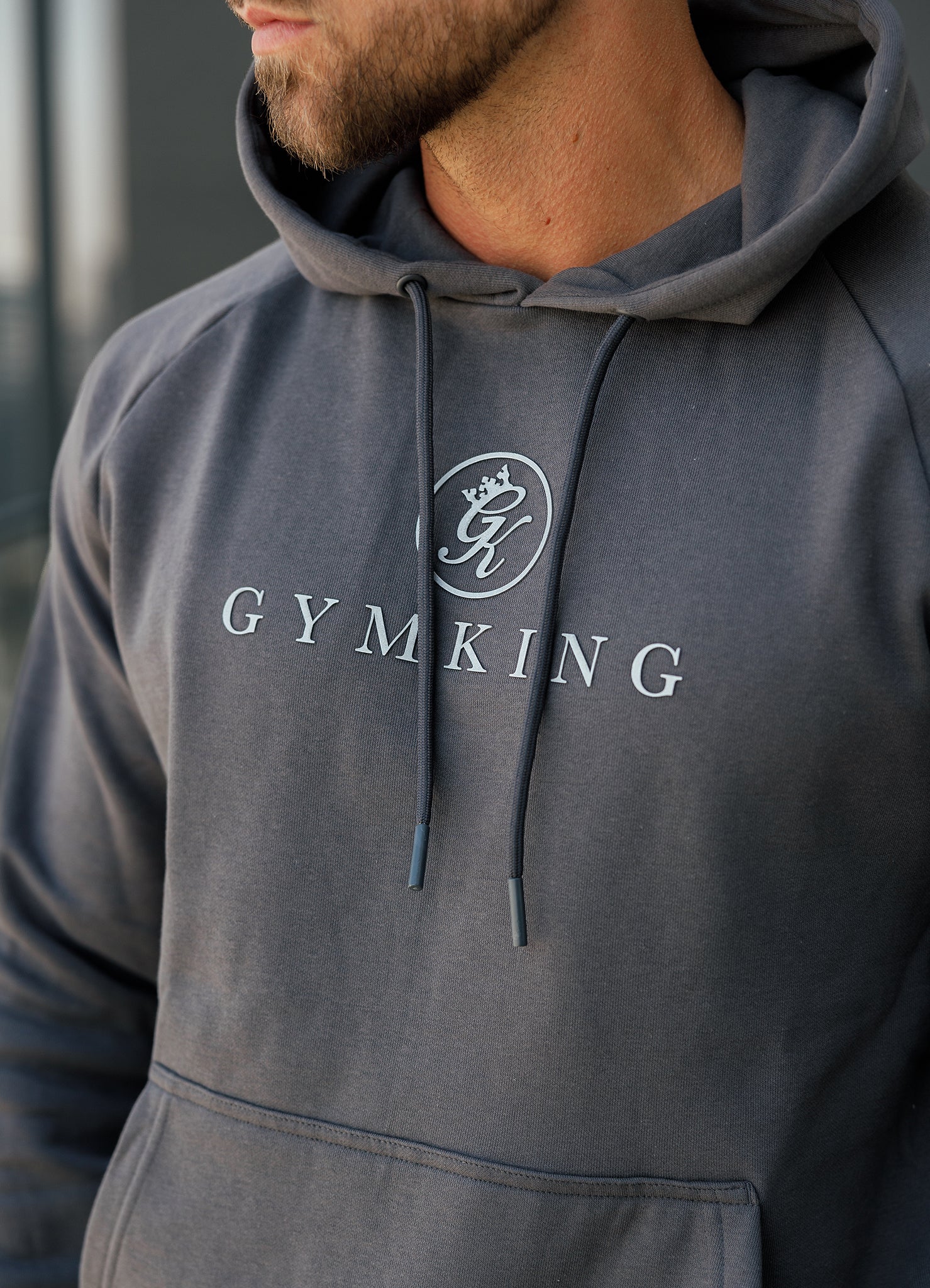 Gym King Pro Logo Fleece Hood - Graphite Xs