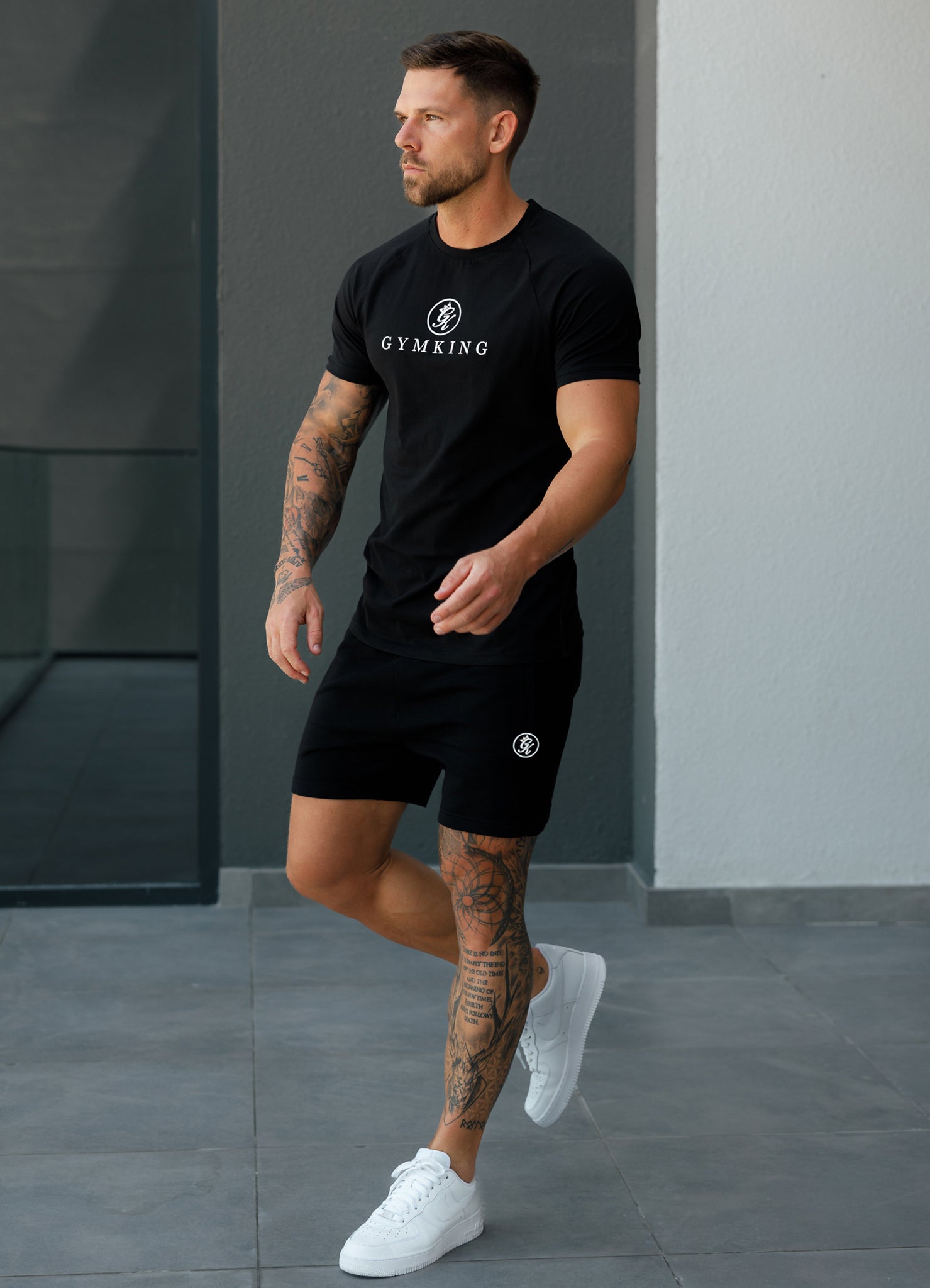 Gym King Pro Logo Jersey Short - Black Xs