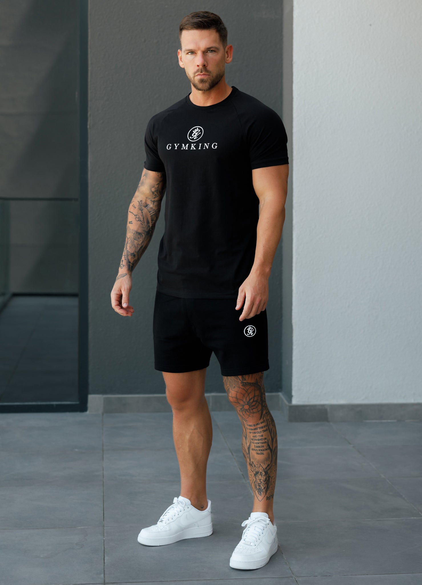 Gym King Pro Logo Jersey Short - Black Xs