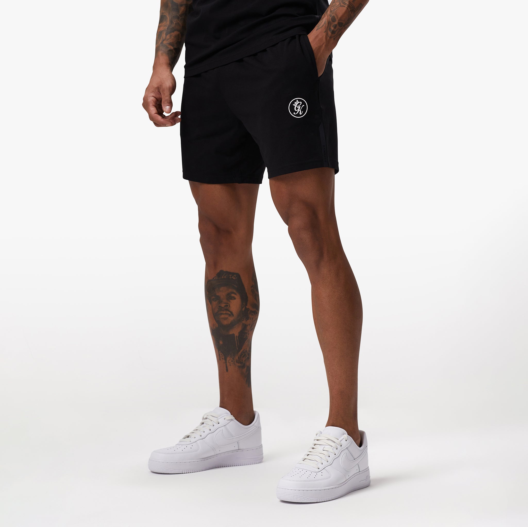 Gym King Pro Logo Jersey Short - Black Xs