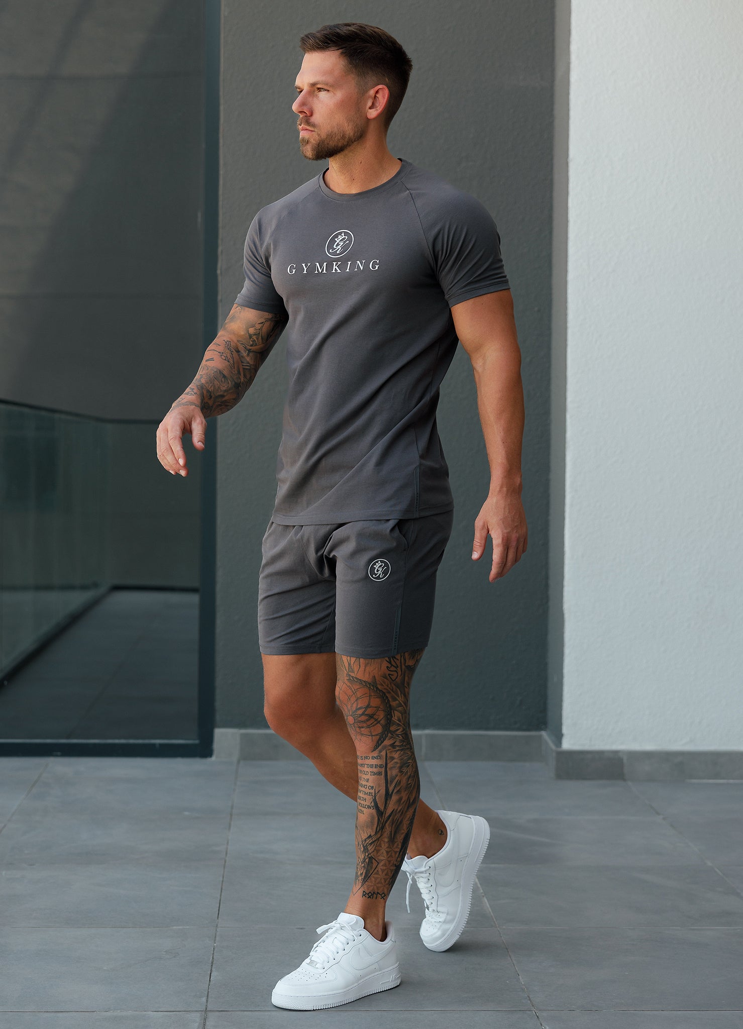 Gym King Pro Logo Jersey Short - Graphite Xs