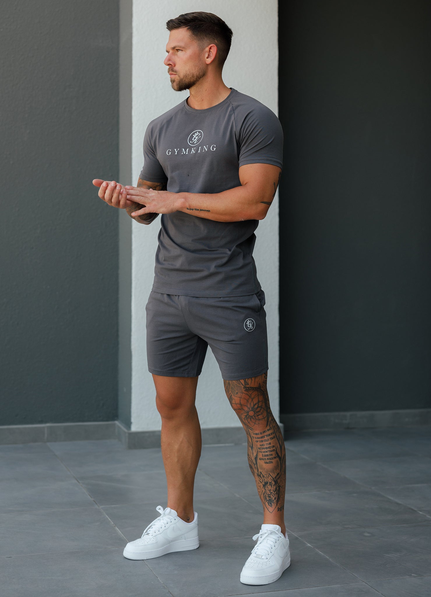 Gym King Pro Logo Jersey Short - Graphite Xs