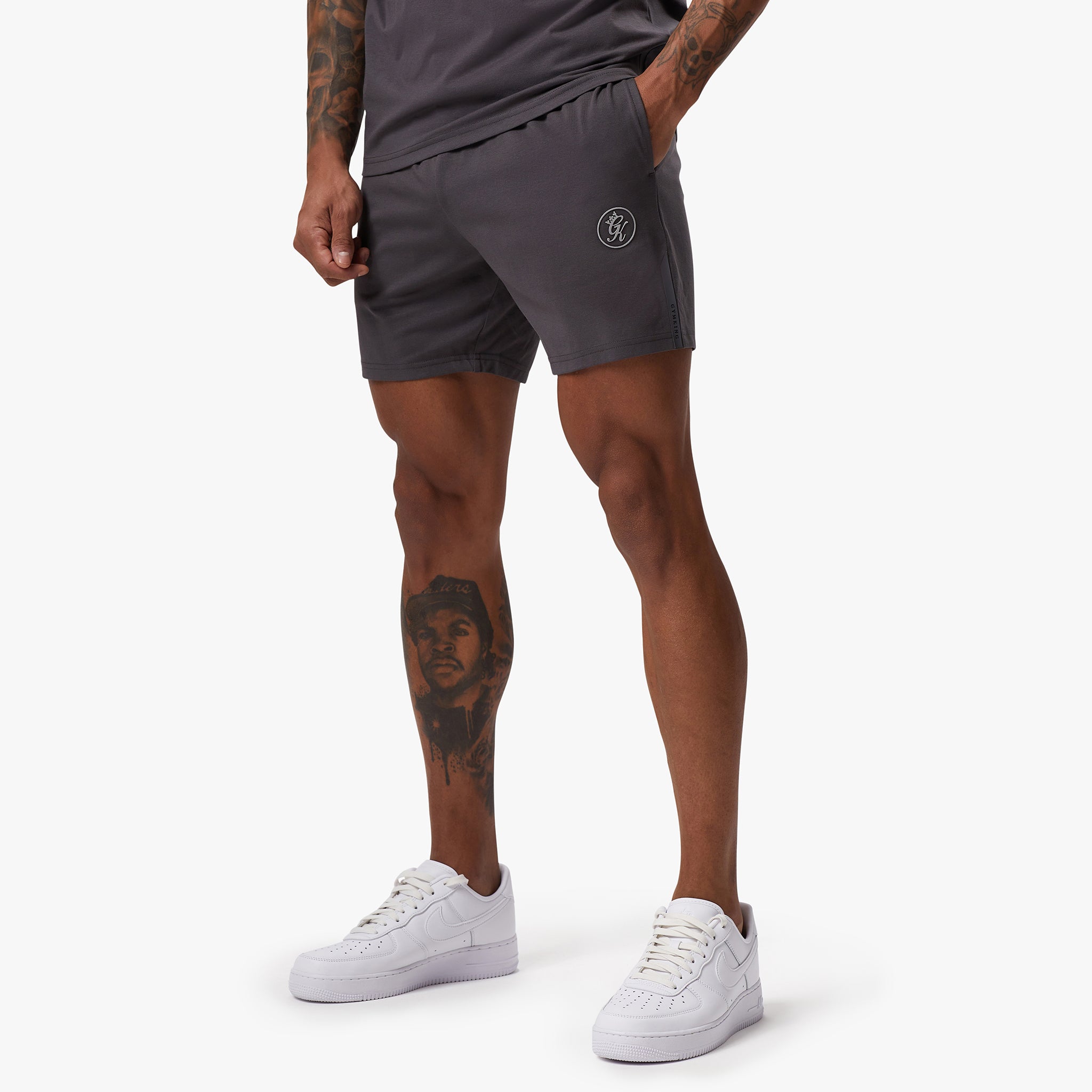 Gym King Pro Logo Jersey Short - Graphite Xs