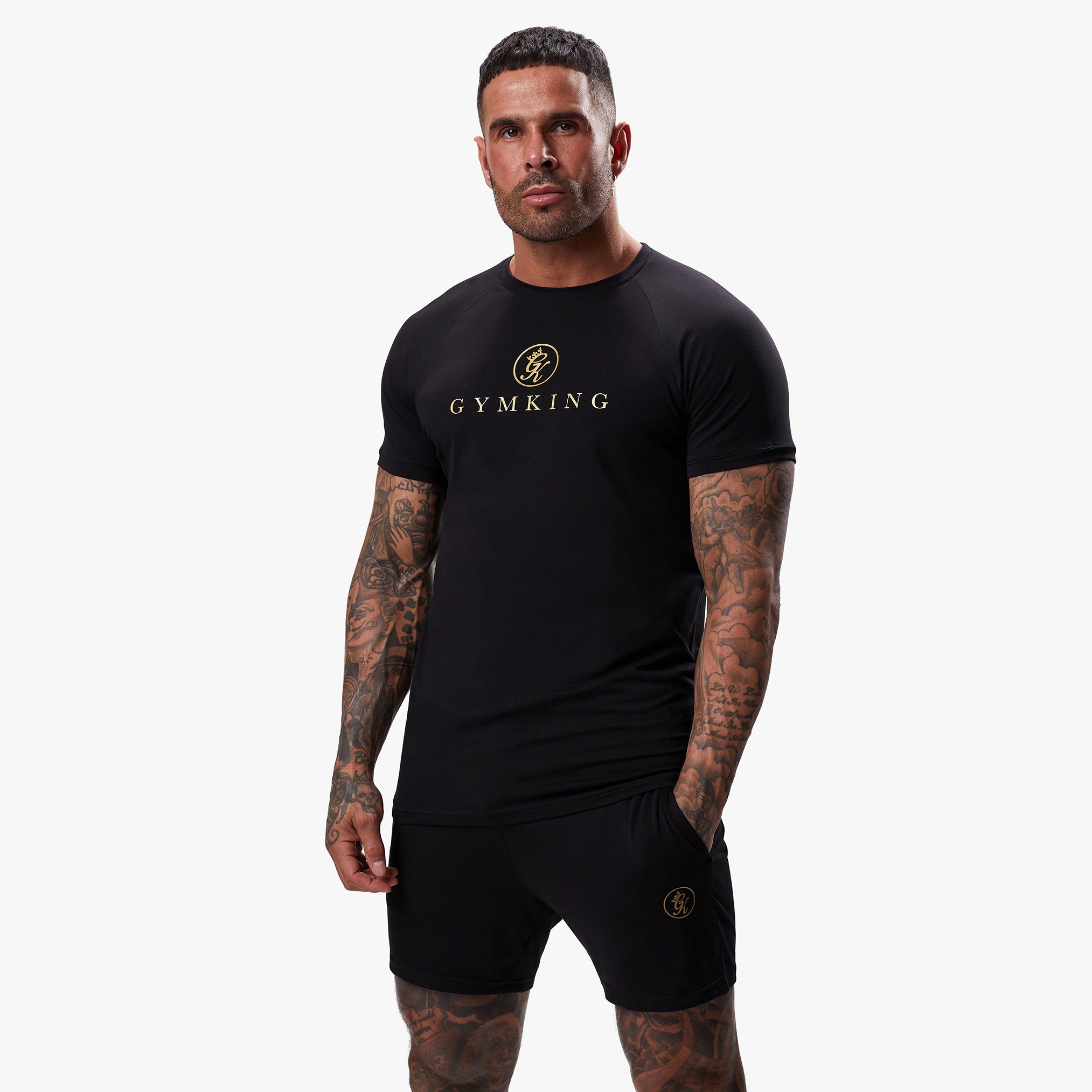 Gym King Pro Logo Jersey Tee - Black/Gold Xs