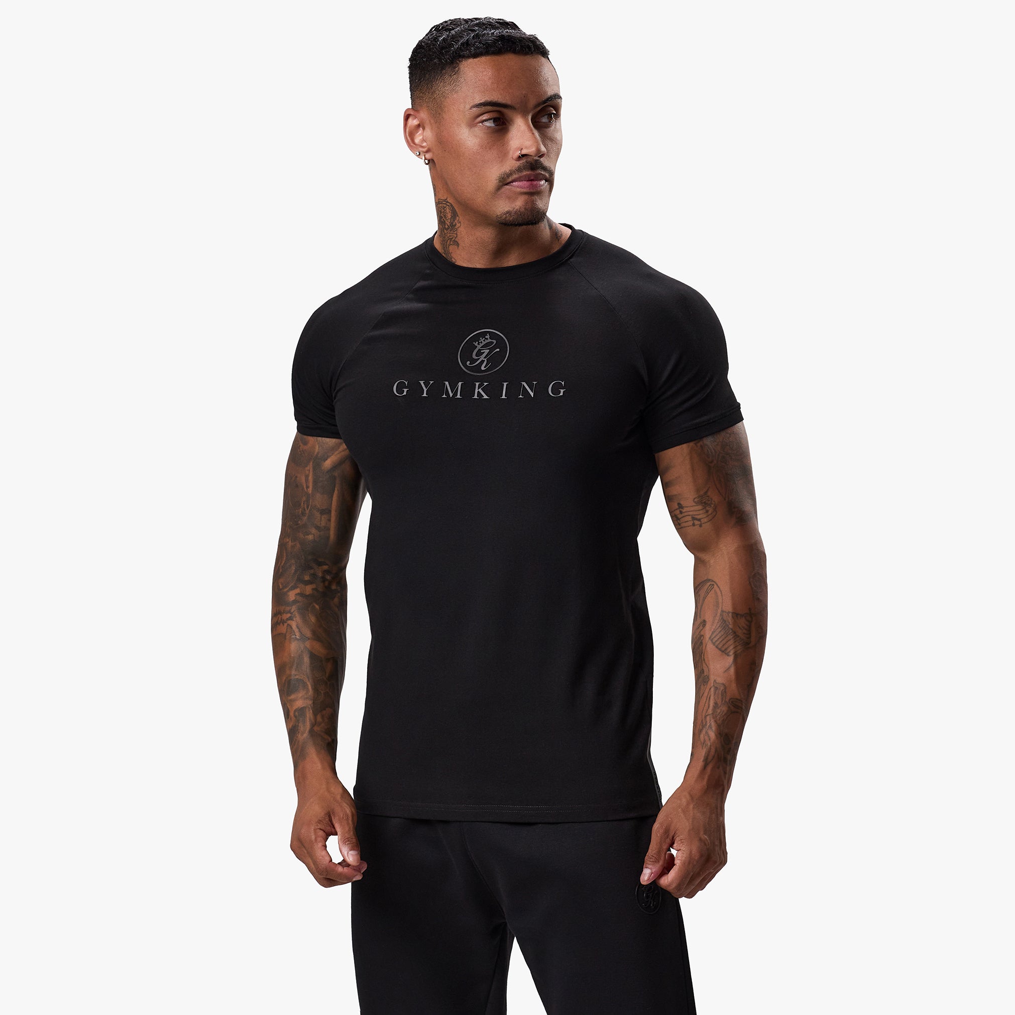 Gym King Pro Logo Tee - Black/Black Xs