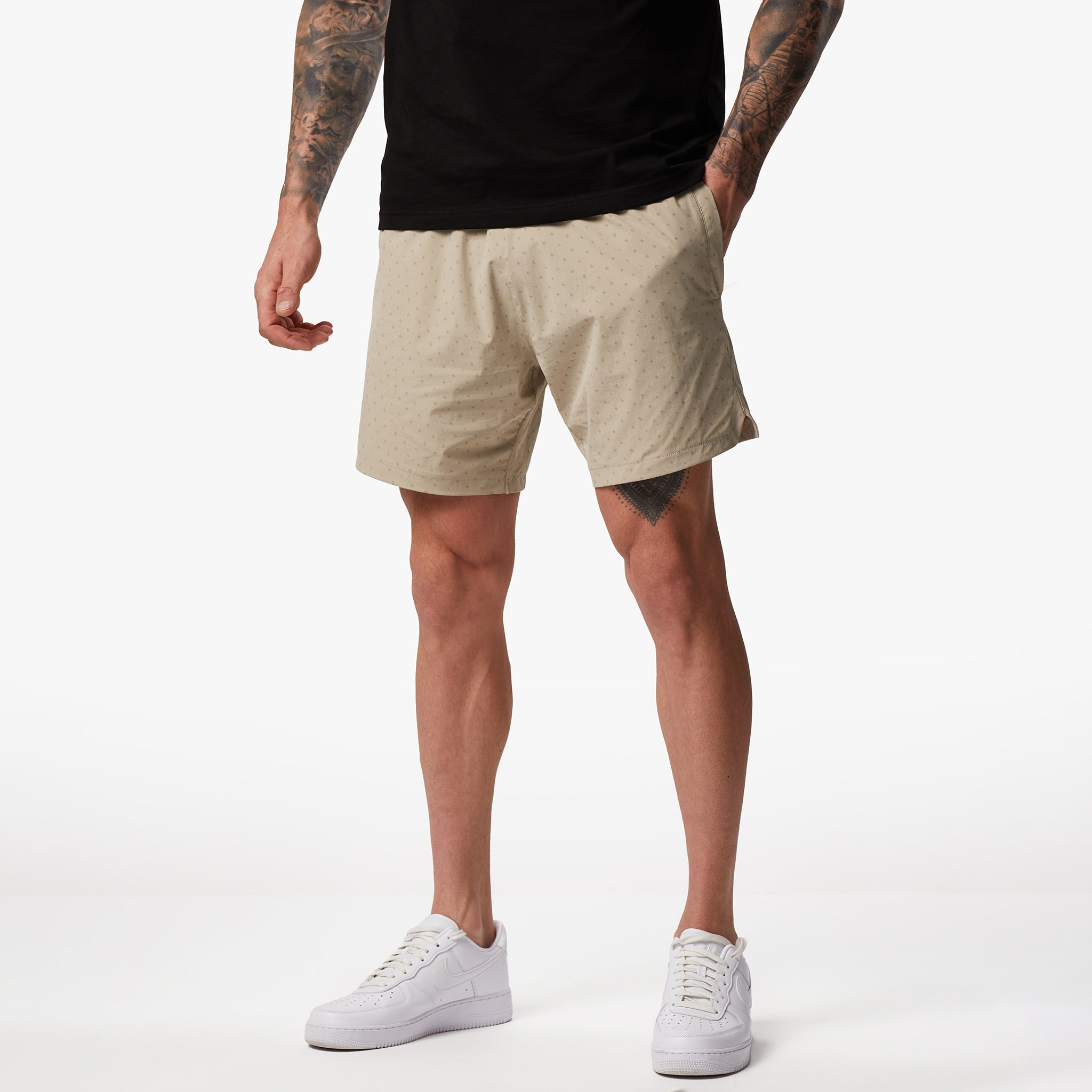 Gym King Rebellion AOP Cargo Shorts - Sandstone Xs