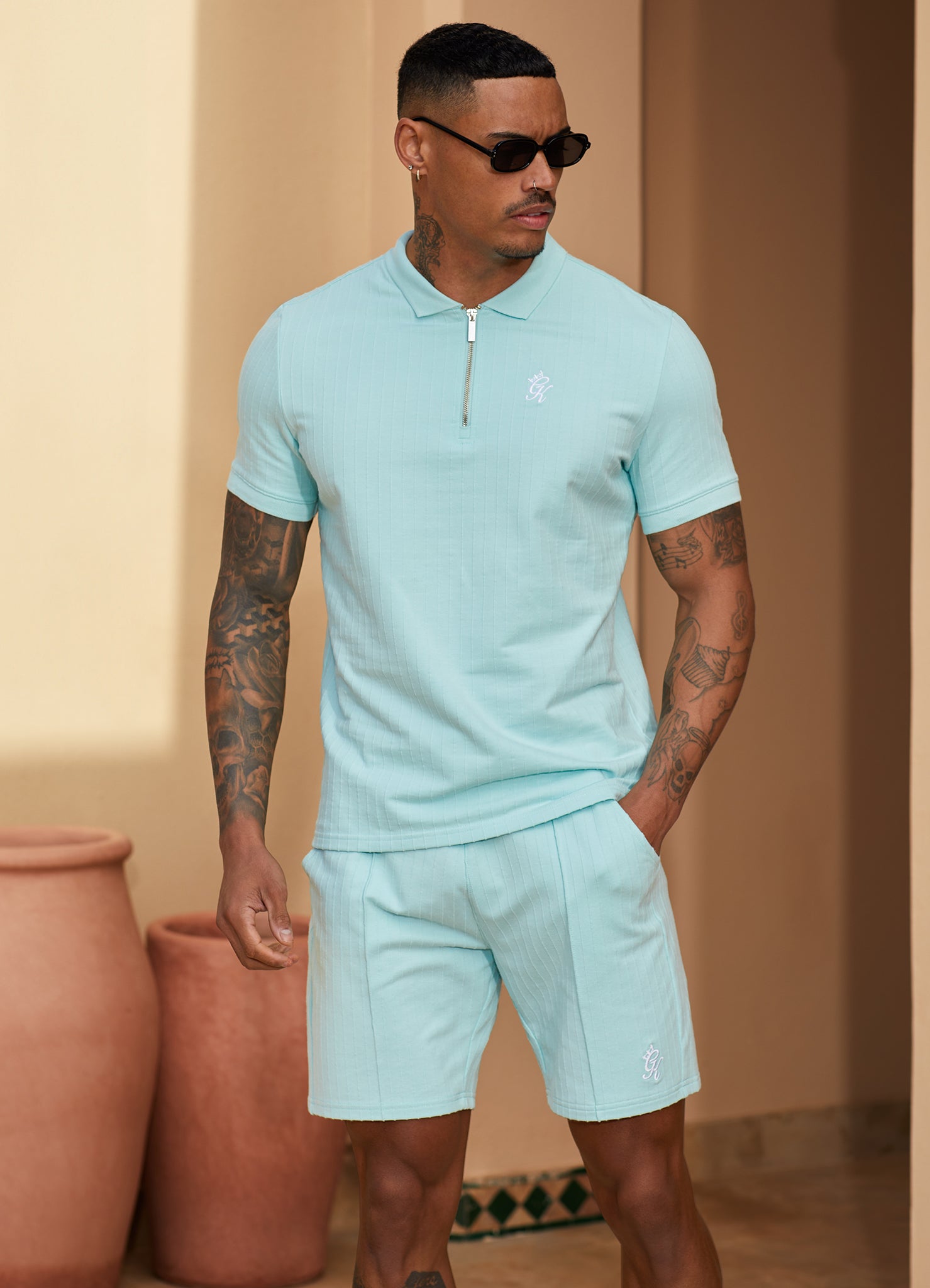 Gym King Riviera Signature Polo - Aqua Sky M