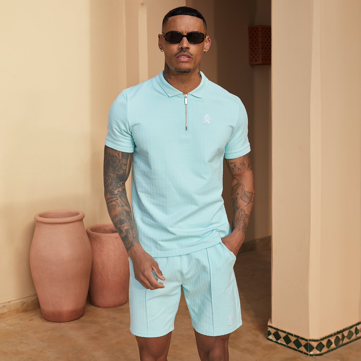 Gym King Riviera Signature Polo - Aqua Sky M