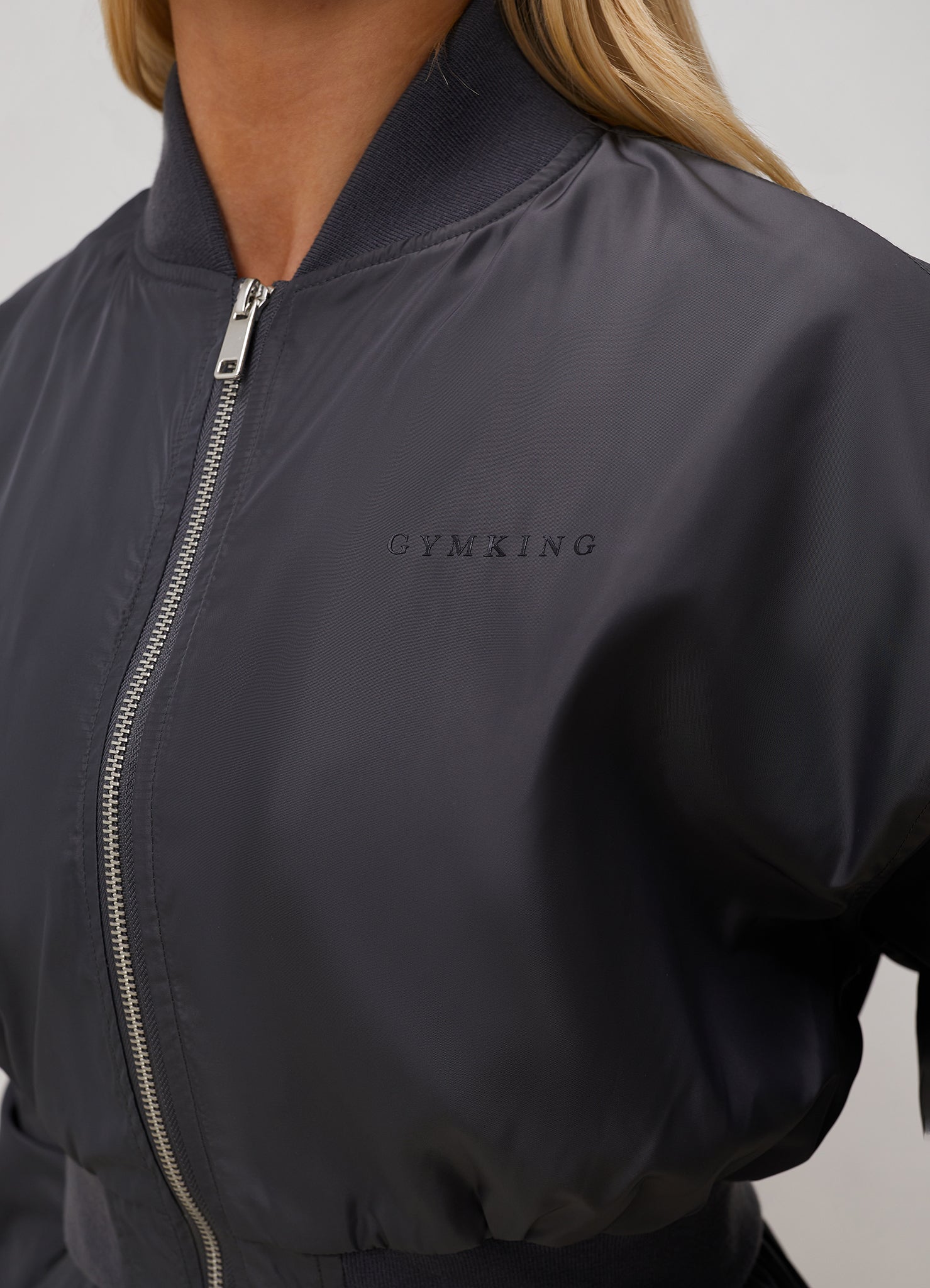 Gym King Satin Cargo Bomber - Graphite 10