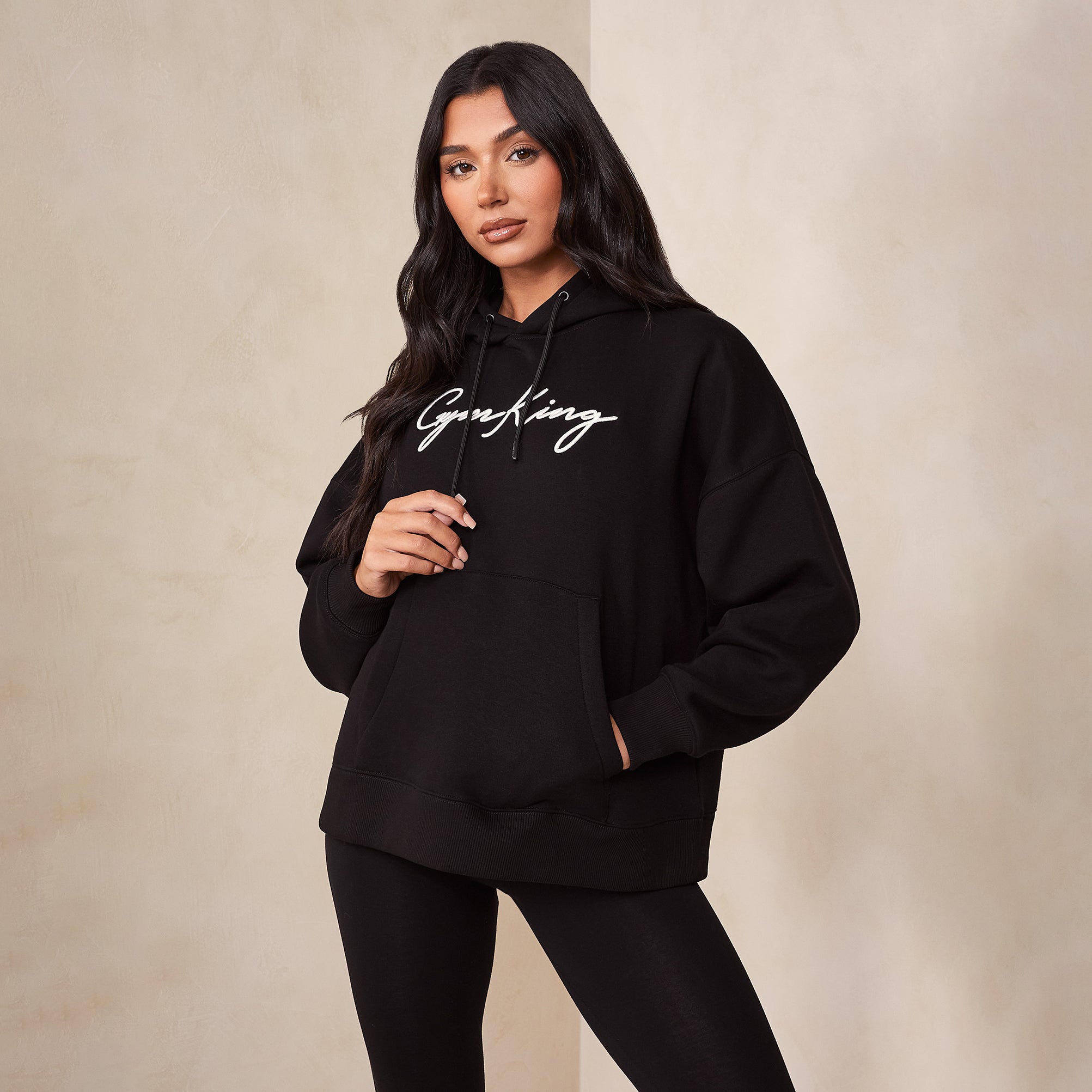 Gym King Script Hood - Black/White 10