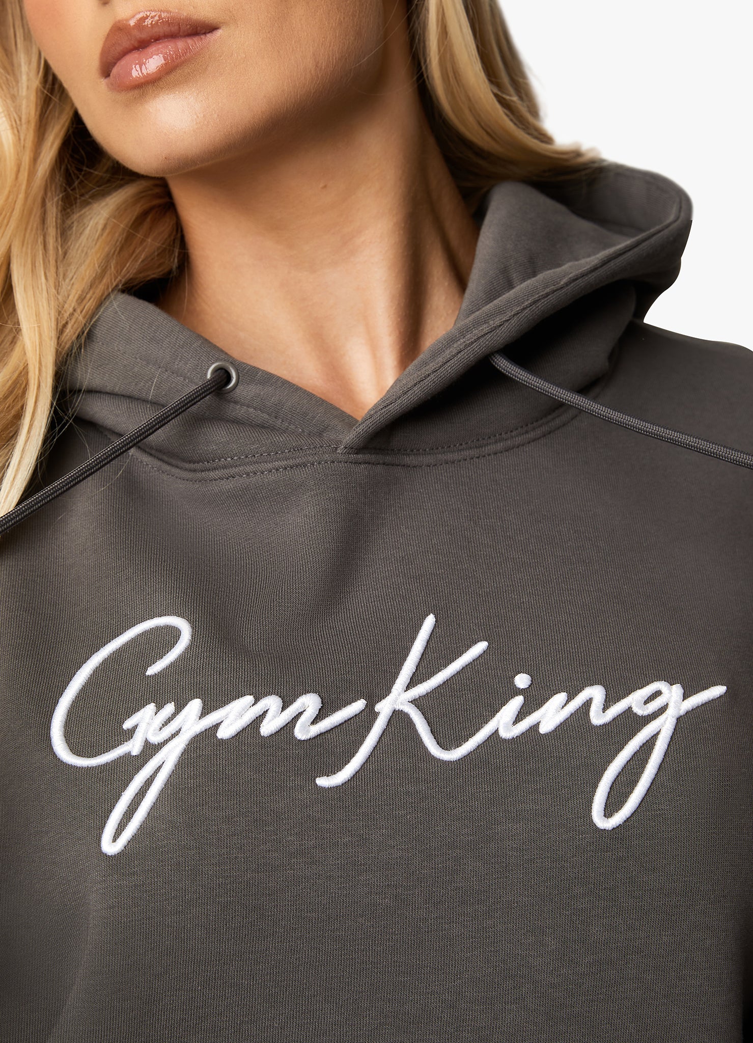 Gym King Script Hood - Steel/White 10