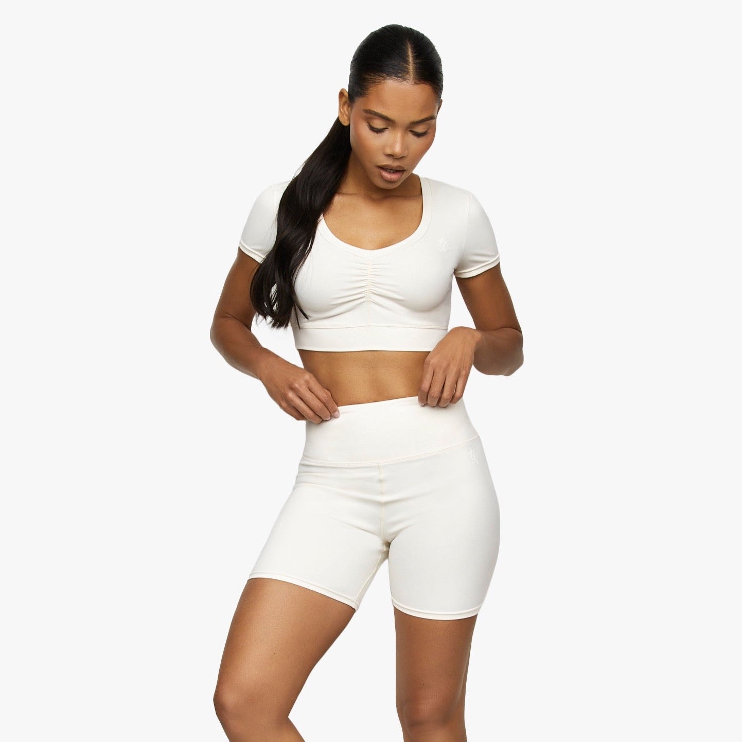 Gym King Scrunch Cap Sleeve Tee - Cream 18