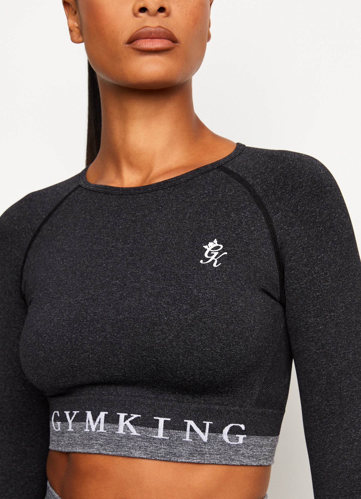 Gym King Seamless Results Long Sleeve Crop Tee - Black 18-20