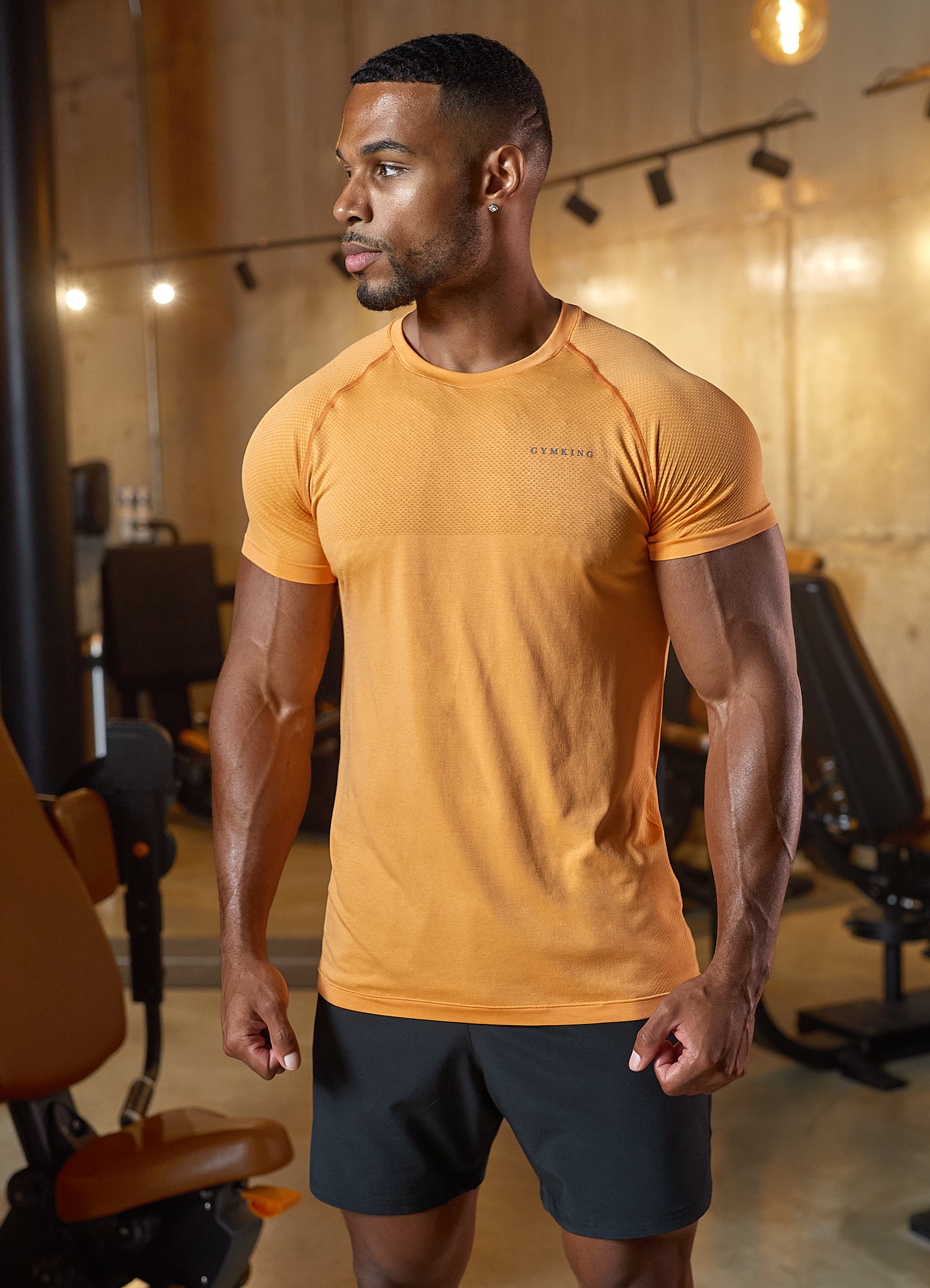 Gym King Seamless Tee - Soft Orange S