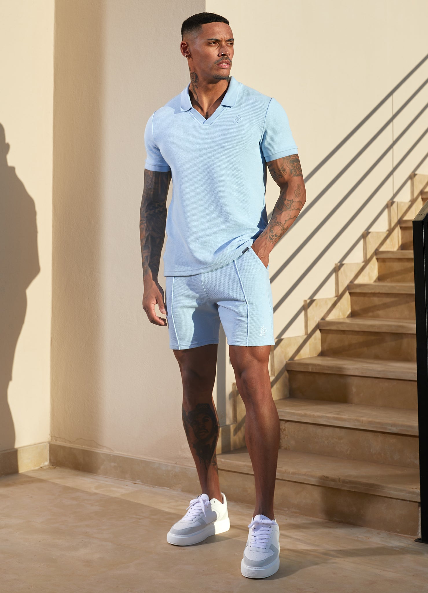 Gym King Signature Texture Polo - Cloud Blue M