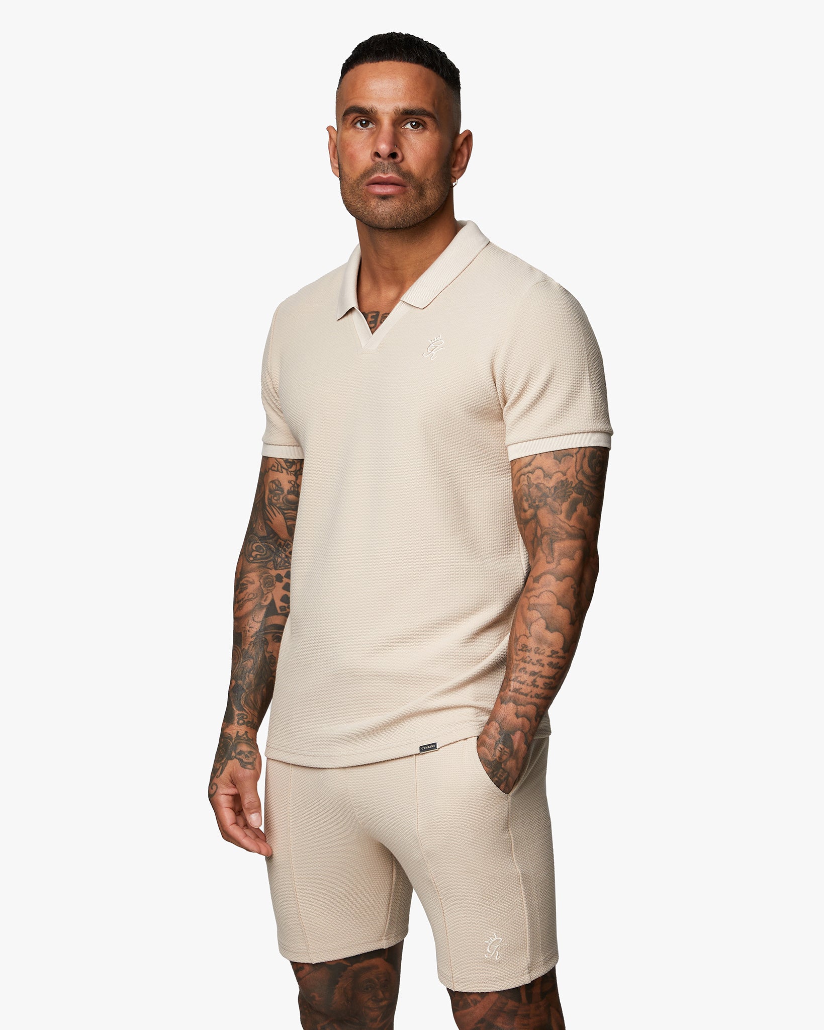 Gym King Signature Texture Polo - Stone Xs