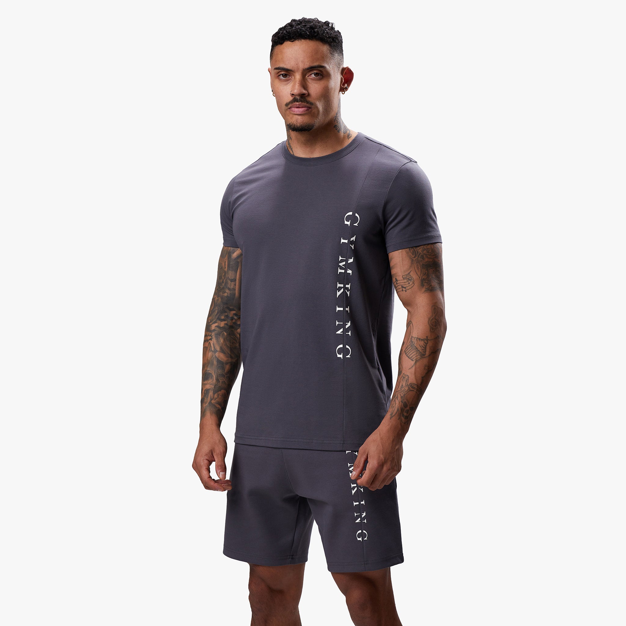 Gym King Split Linear Tee - Graphite L