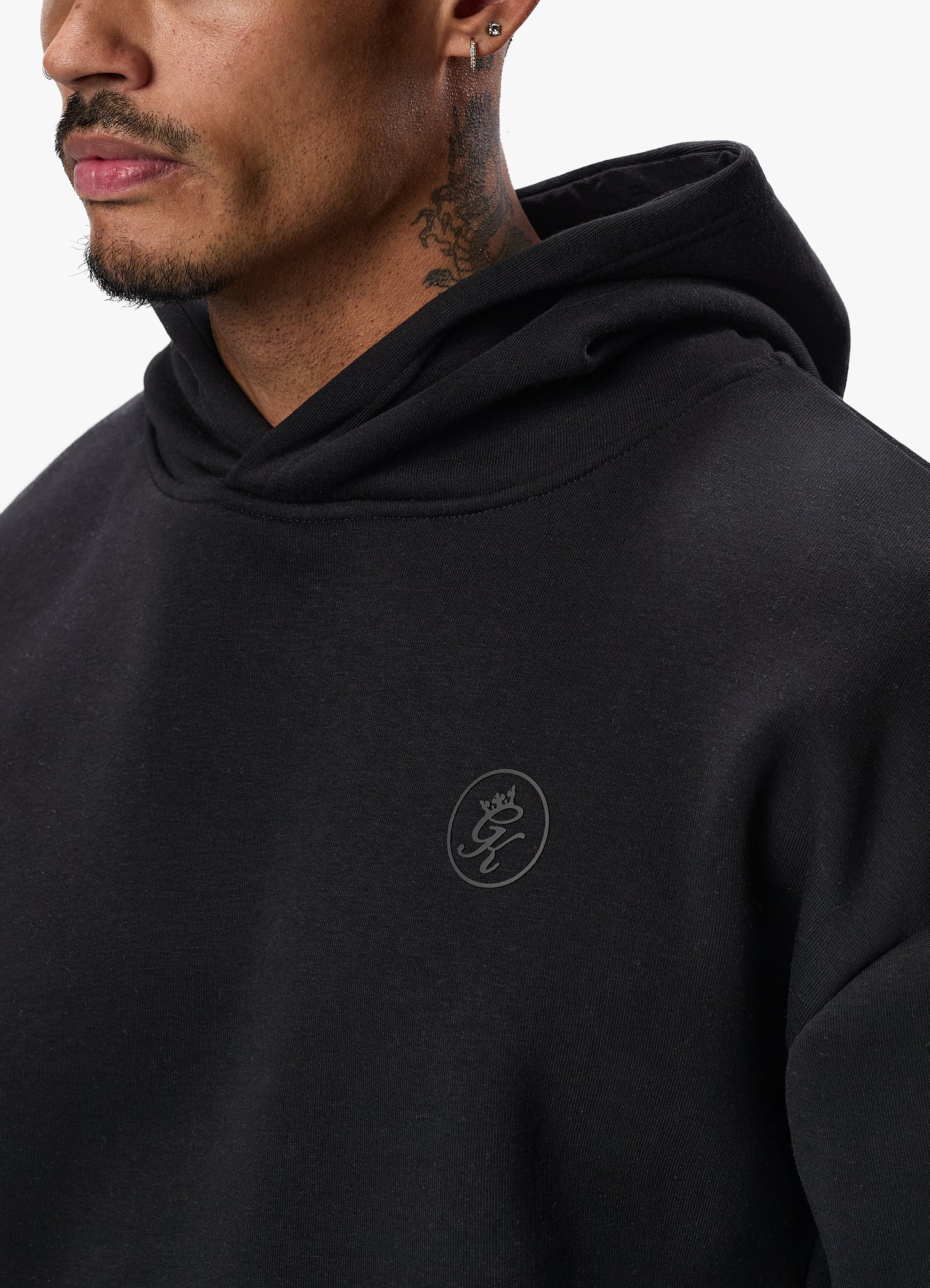 Gym King Box Logo Fleece Hood - Black Xs