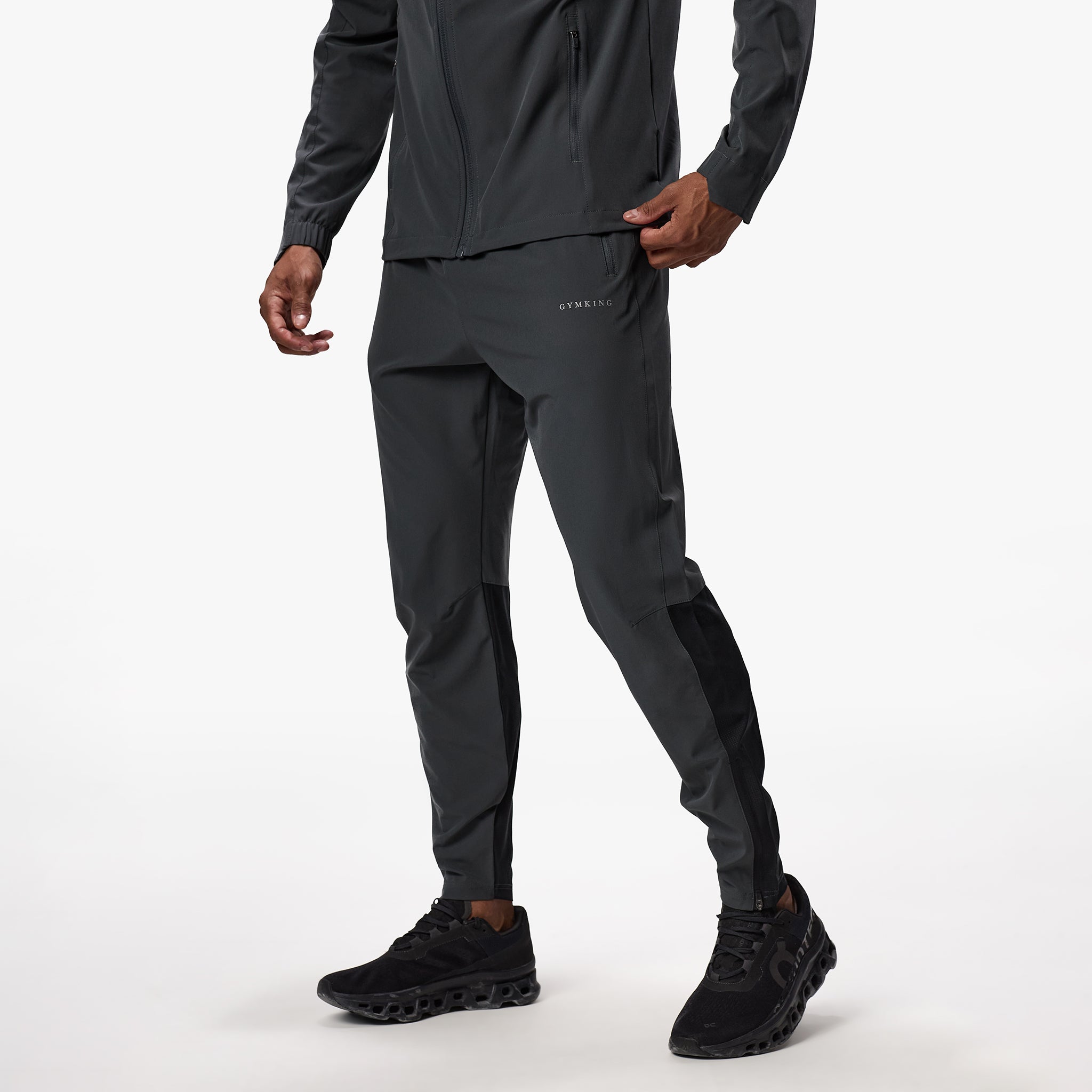 Gym King Debossed Camo Woven Jogger - Black/Oyster Grey Xs