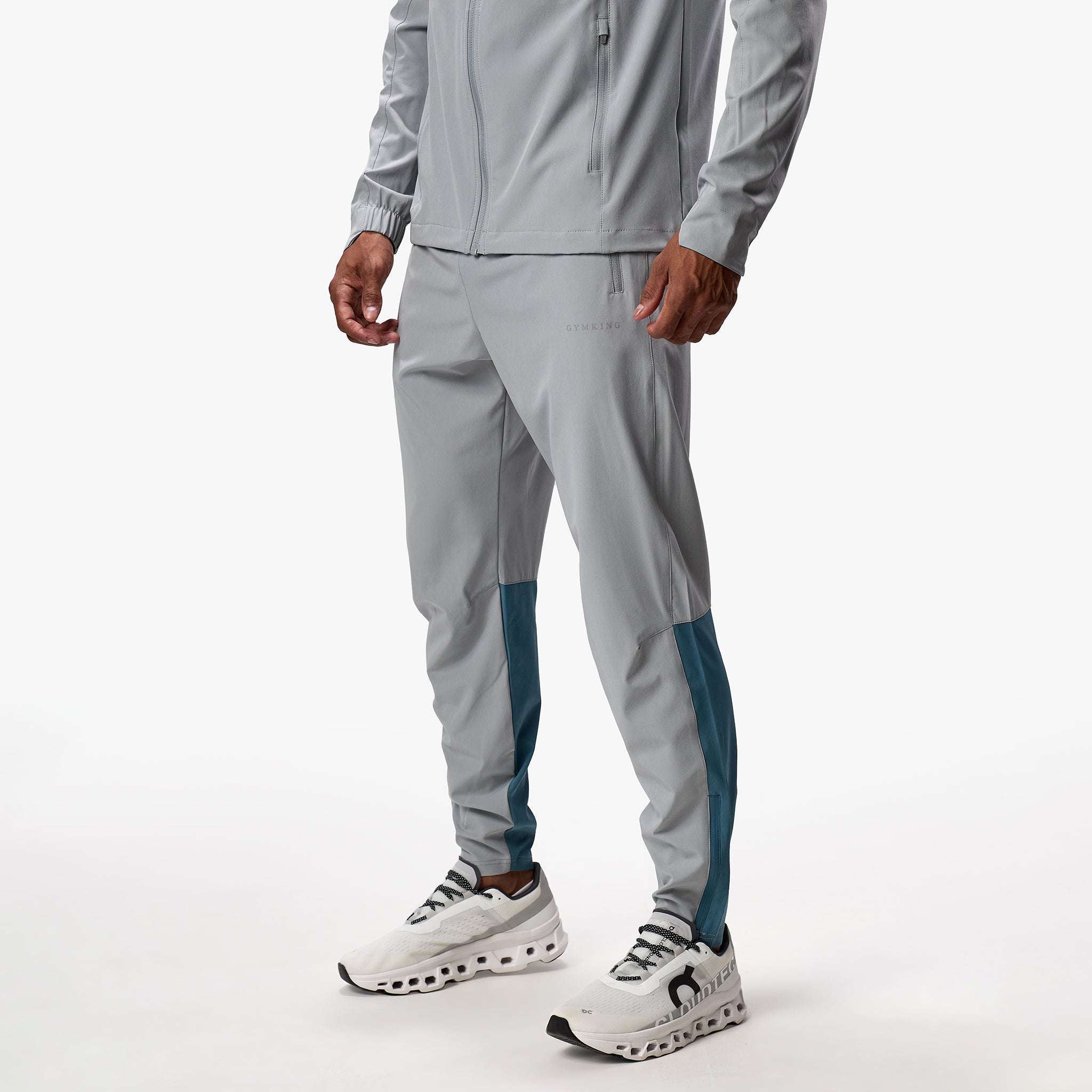 Gym King Debossed Camo Woven Jogger - Cloudy Grey/Lake Blue Xs