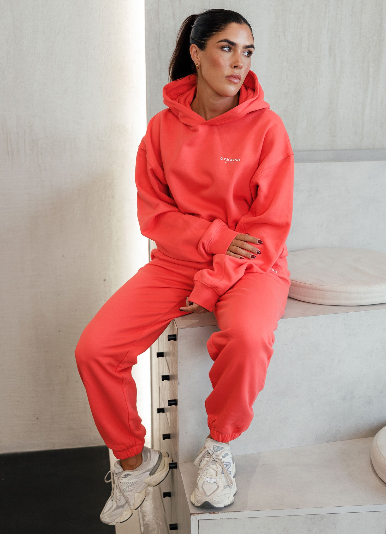 Gym King Established Relaxed Fit Hood - Coral Red 6