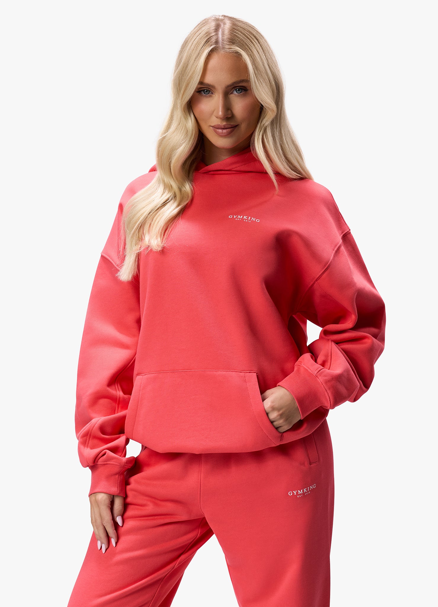 Gym King Established Relaxed Fit Hood - Coral Red 6