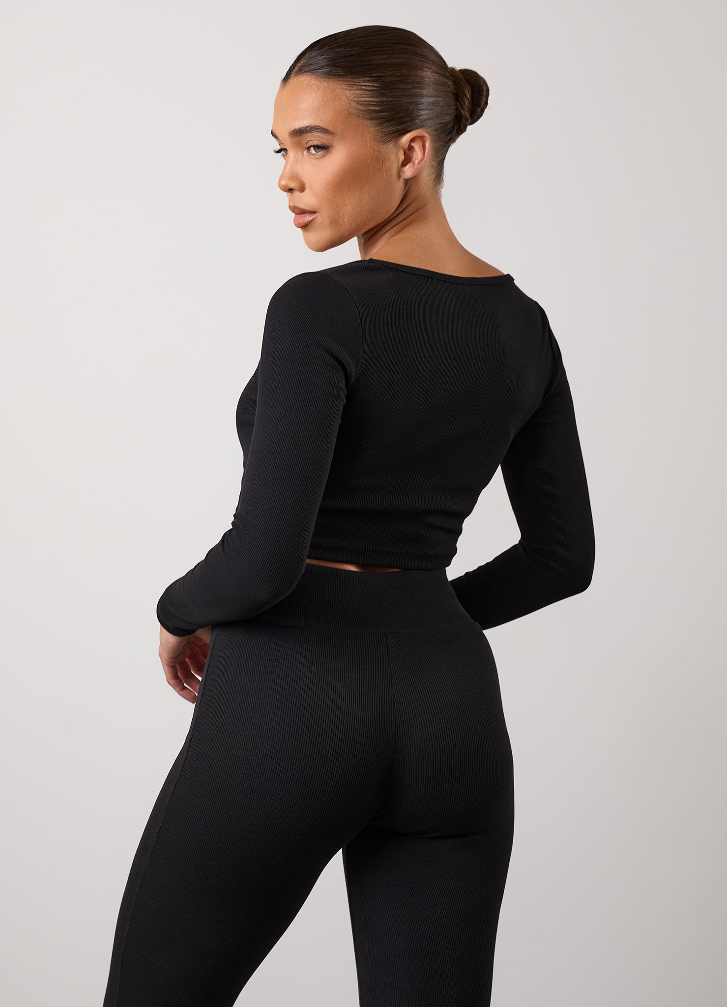 Gym King 365 Rib Long Sleeve Crop Tee - Black 6