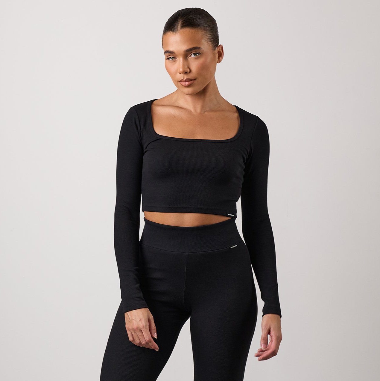 Gym King 365 Rib Long Sleeve Crop Tee - Black 6