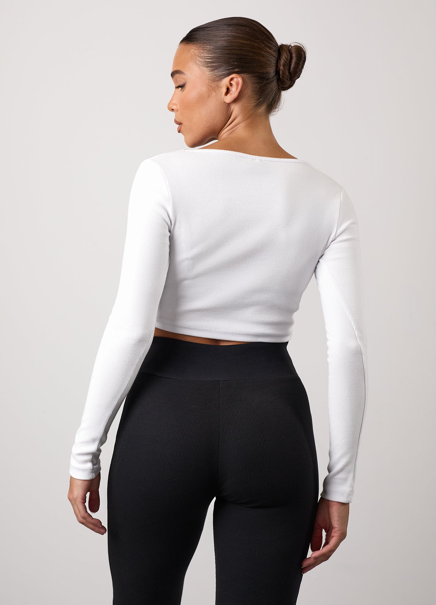 Gym King 365 Rib Long Sleeve Crop Tee - White 6