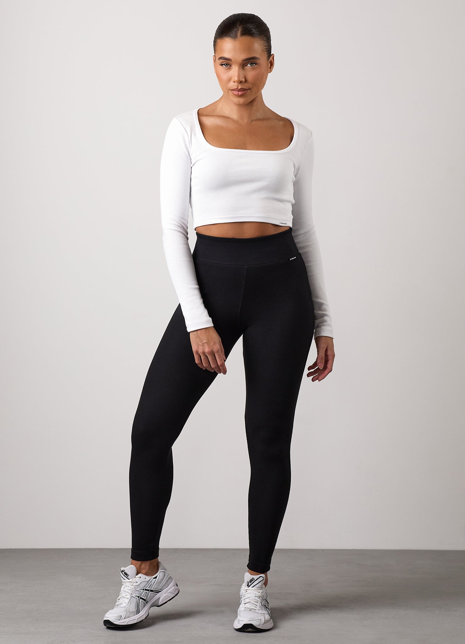 Gym King 365 Rib Long Sleeve Crop Tee - White 6