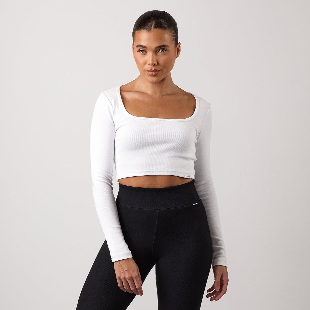 Gym King 365 Rib Long Sleeve Crop Tee - White 6