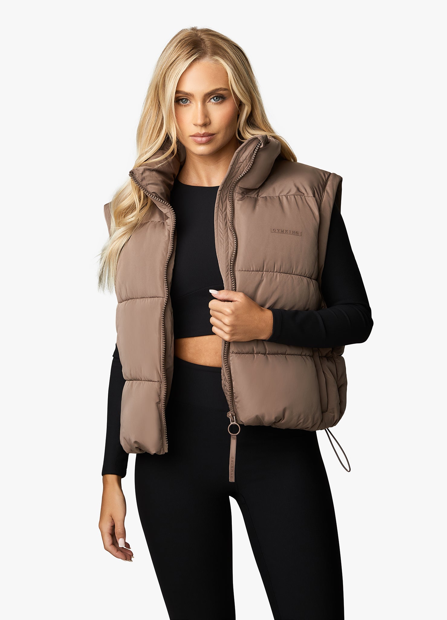 Gym King Align 2 in 1 Crop Puffer - Praline 8