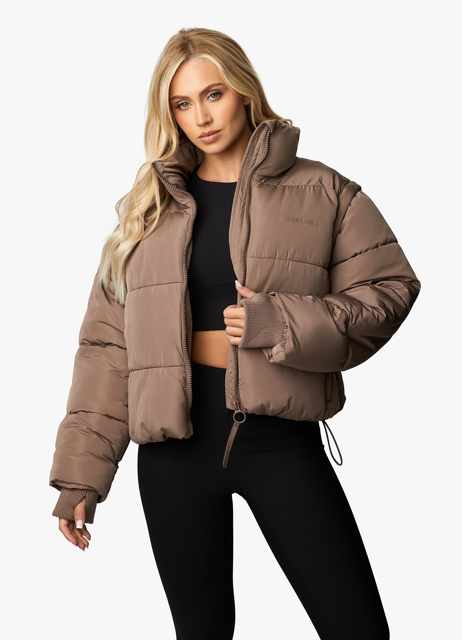 Gym King Align 2 in 1 Crop Puffer - Praline 8