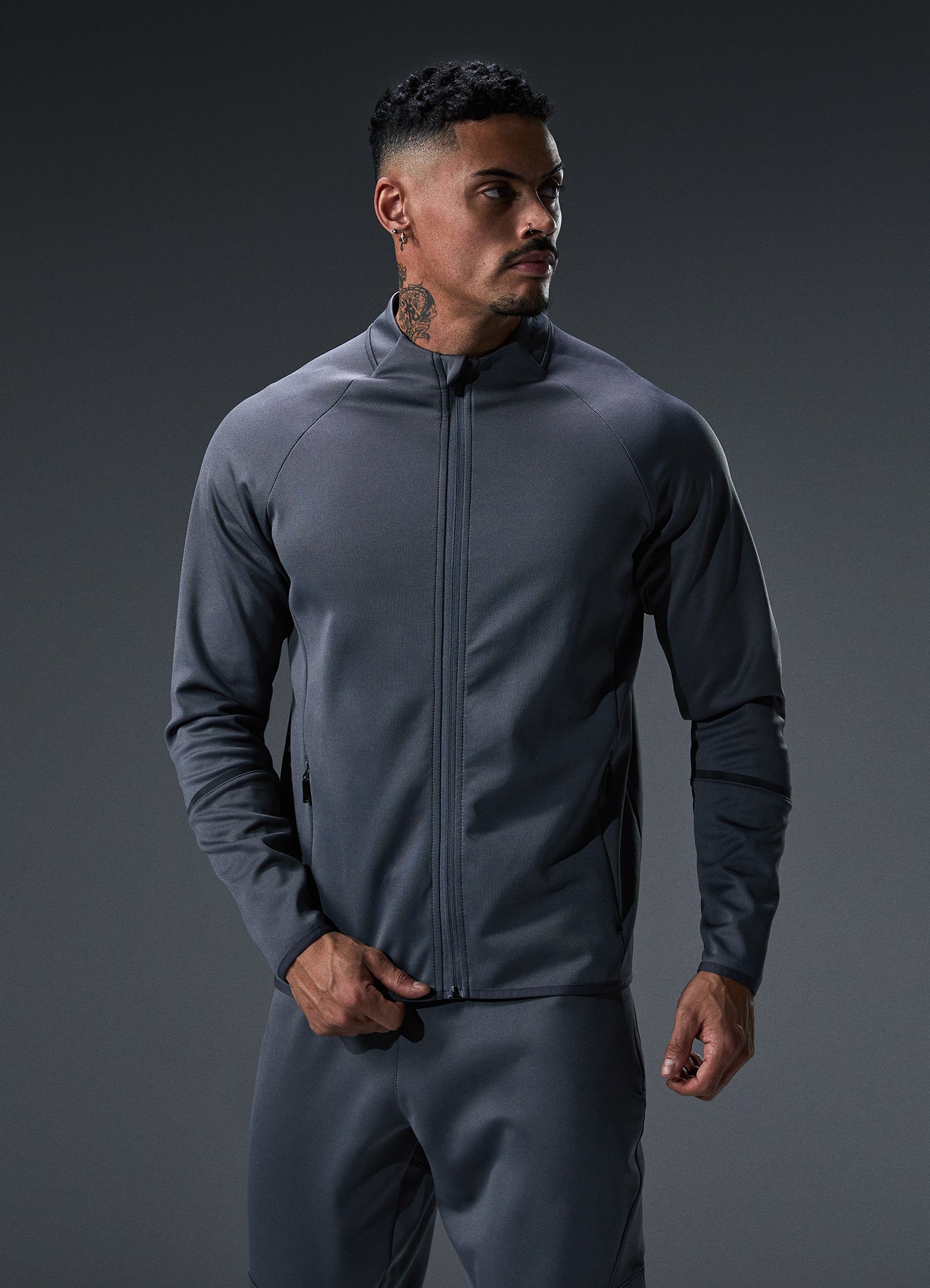 Gym King Alpha Poly Bomber Tracksuit - Graphite