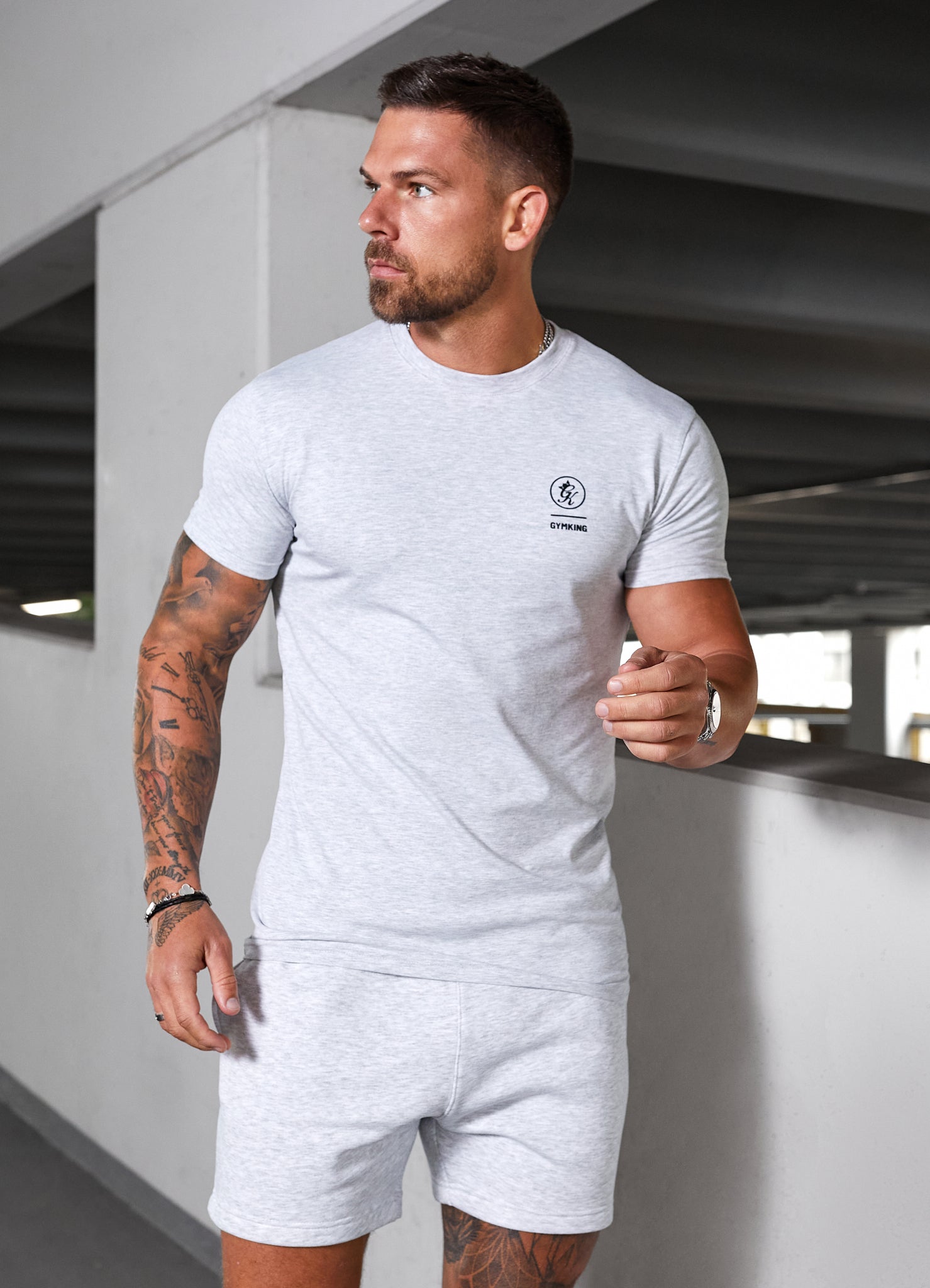 Gym King Aventus Tee - Snow Marl Xs