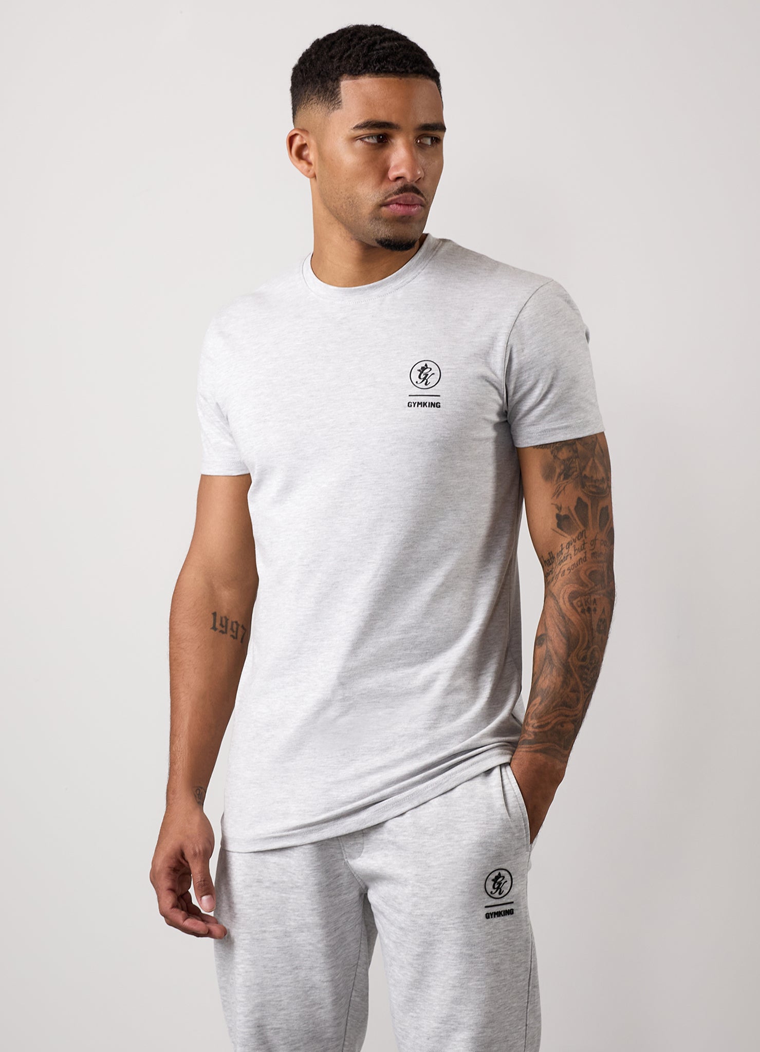 Gym King Aventus Tee - Snow Marl Xs