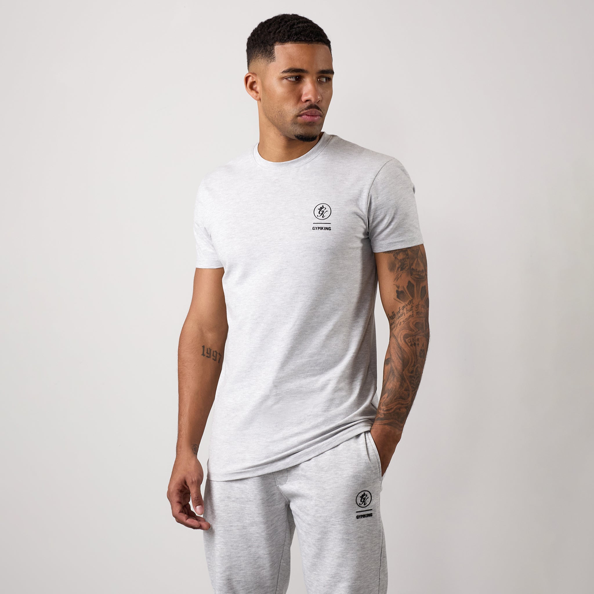 Gym King Aventus Tee - Snow Marl Xs