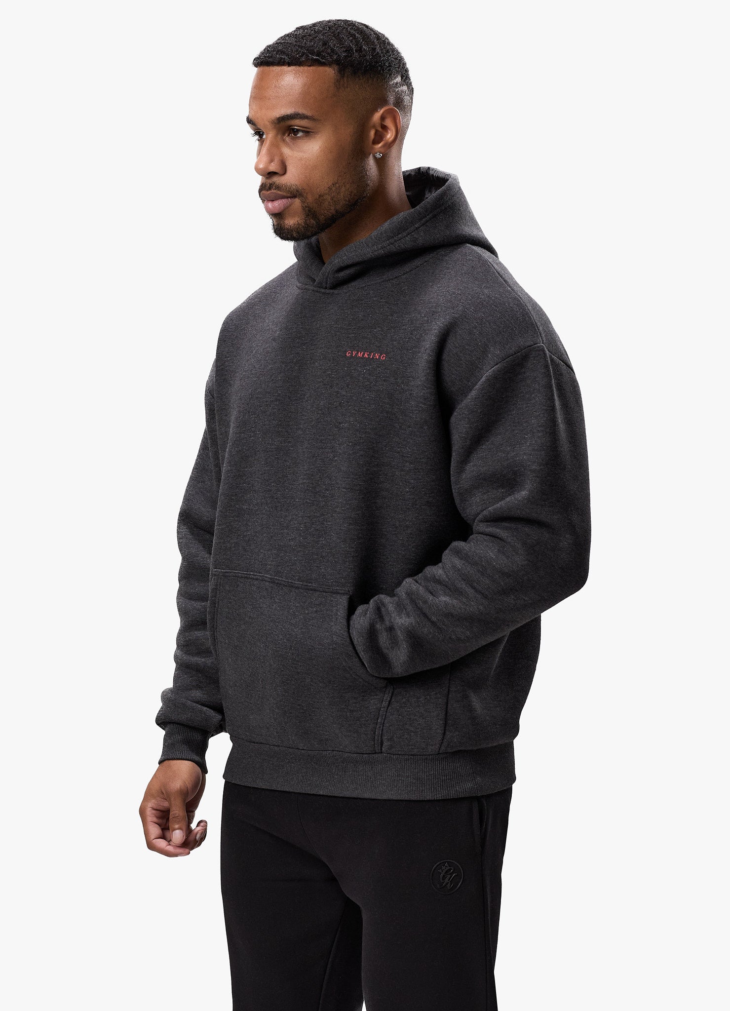 Gym King Belief Fleece Hood - Charcoal Marl Xs