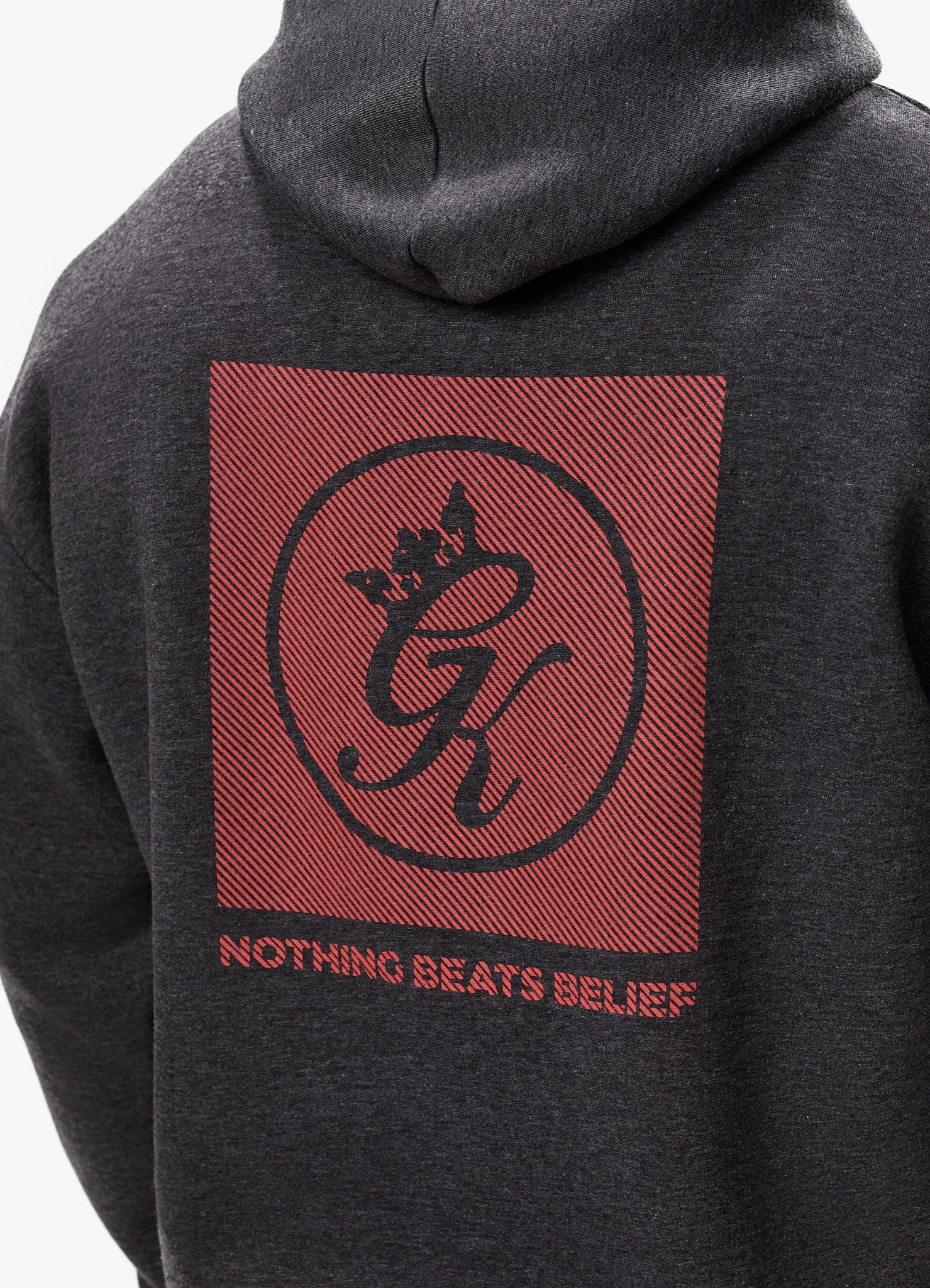 Gym King Belief Fleece Hood - Charcoal Marl Xs