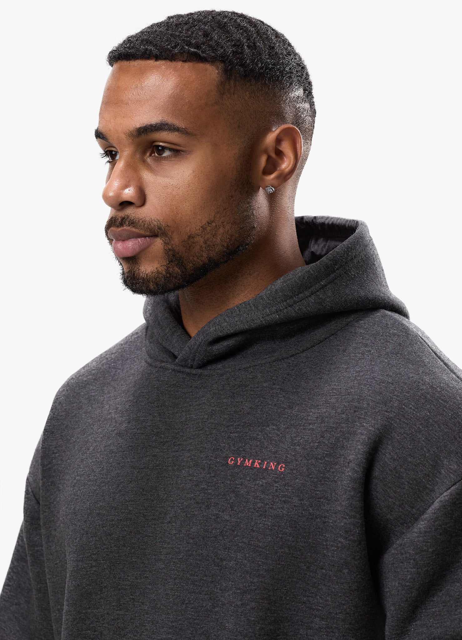 Gym King Belief Fleece Hood - Charcoal Marl Xs