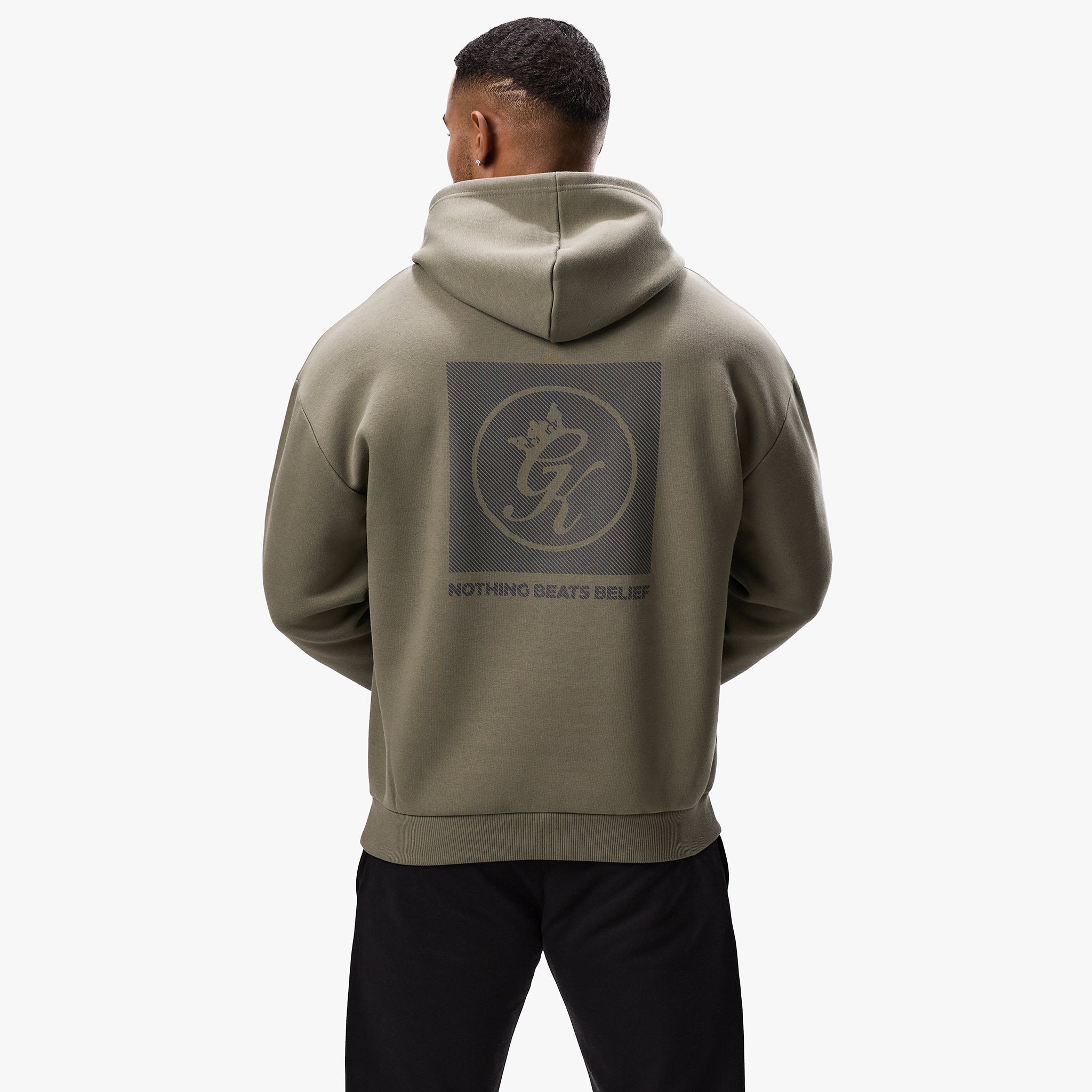 Gym King Belief Fleece Hood - Khaki Xs