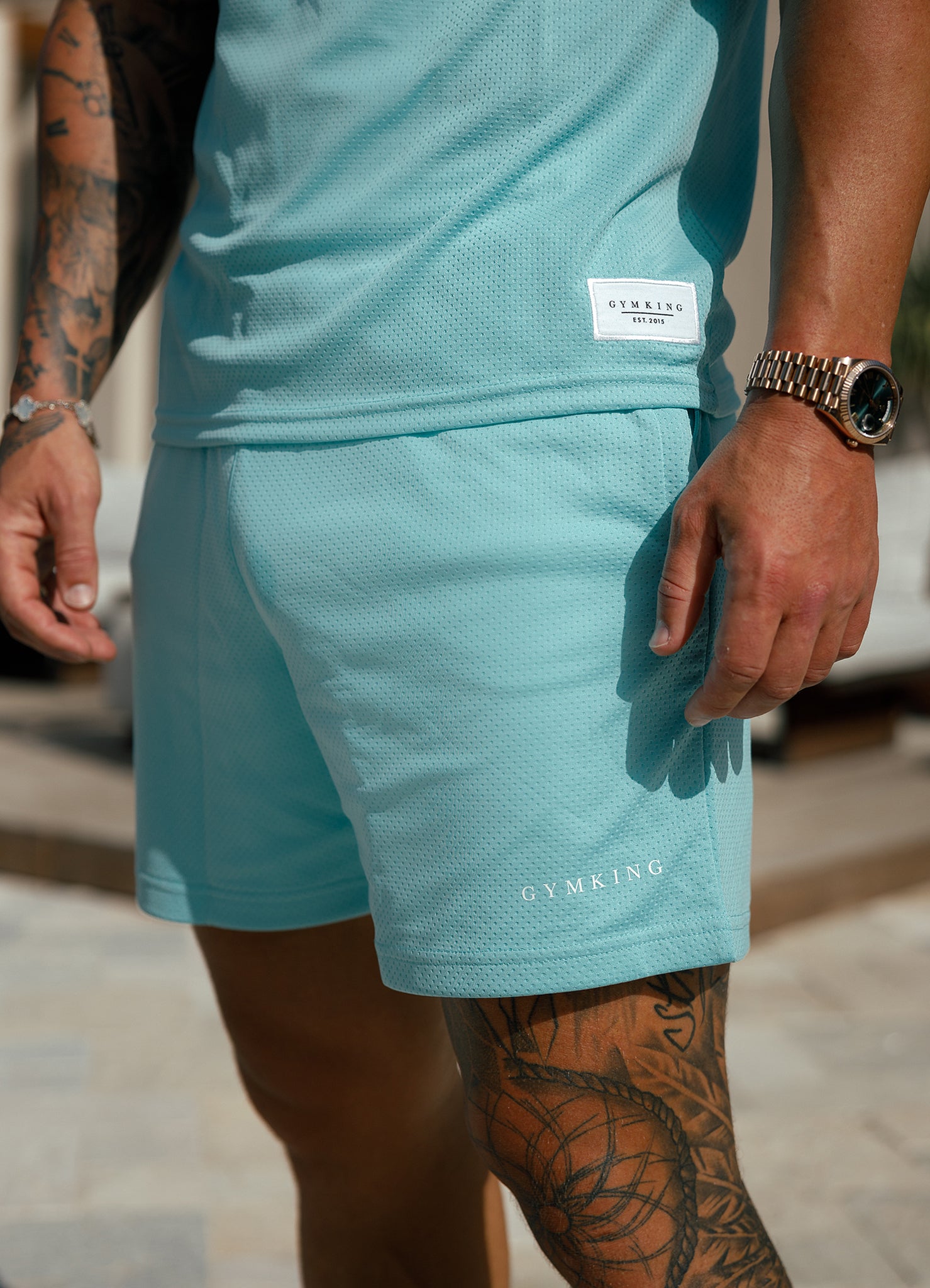 Gym King Brooklyn Mesh Short - Aqua Blue M