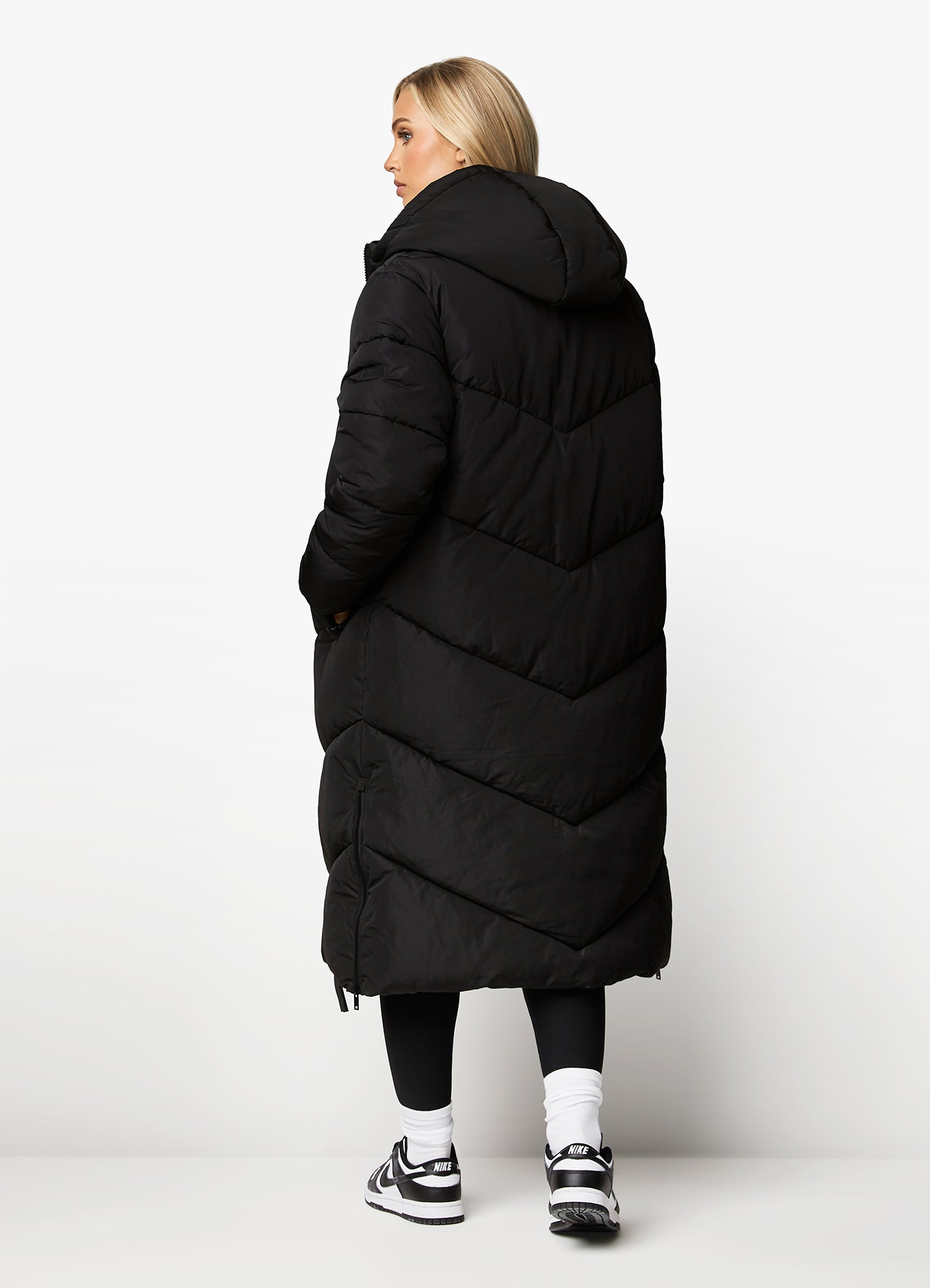 Gym King Chevron Longline Puffer - Black 6